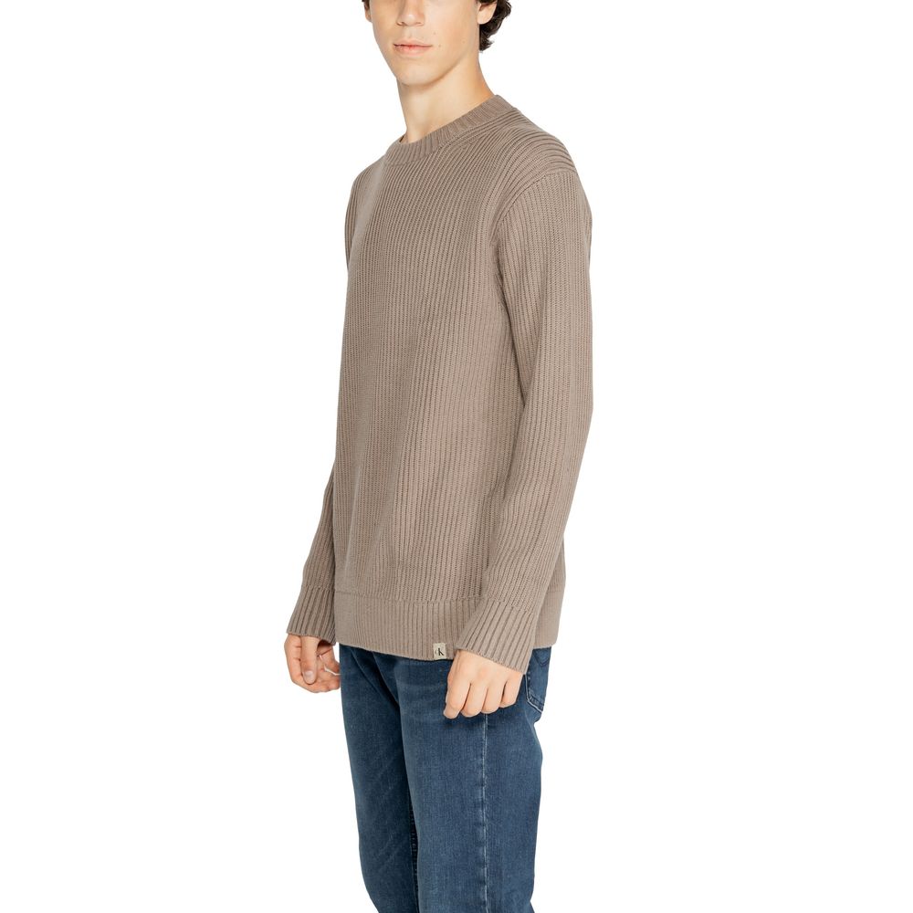 Pulover Calvin Klein Jeans maro din bumbac organic