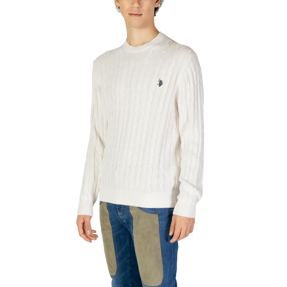 Pulover alb din bumbac US POLO ASSN.