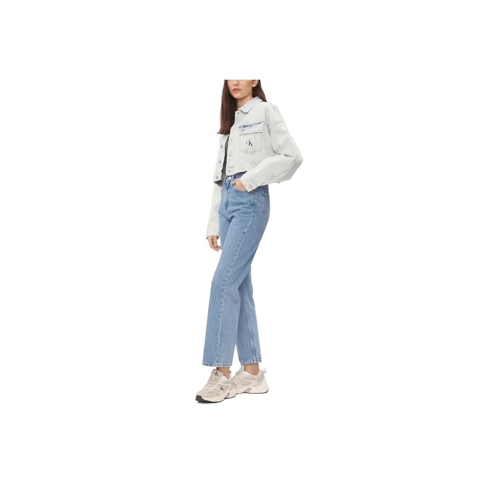 Blugi și pantaloni din bumbac albastru deschis Calvin Klein Jeans