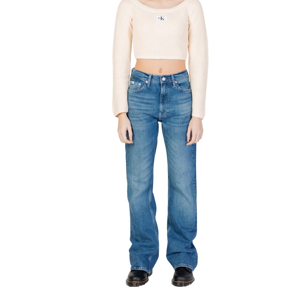 Blugi și pantaloni din bumbac albastru Calvin Klein Jeans
