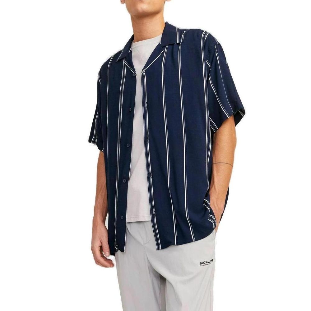 Jack Jones – Kurzarmhemd aus Viskose, Blau