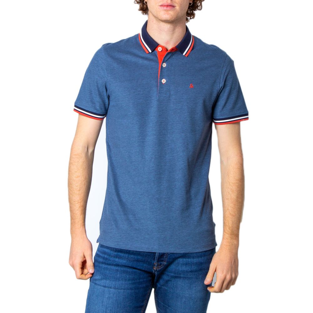 Tricou polo albastru din bumbac Jack Jones