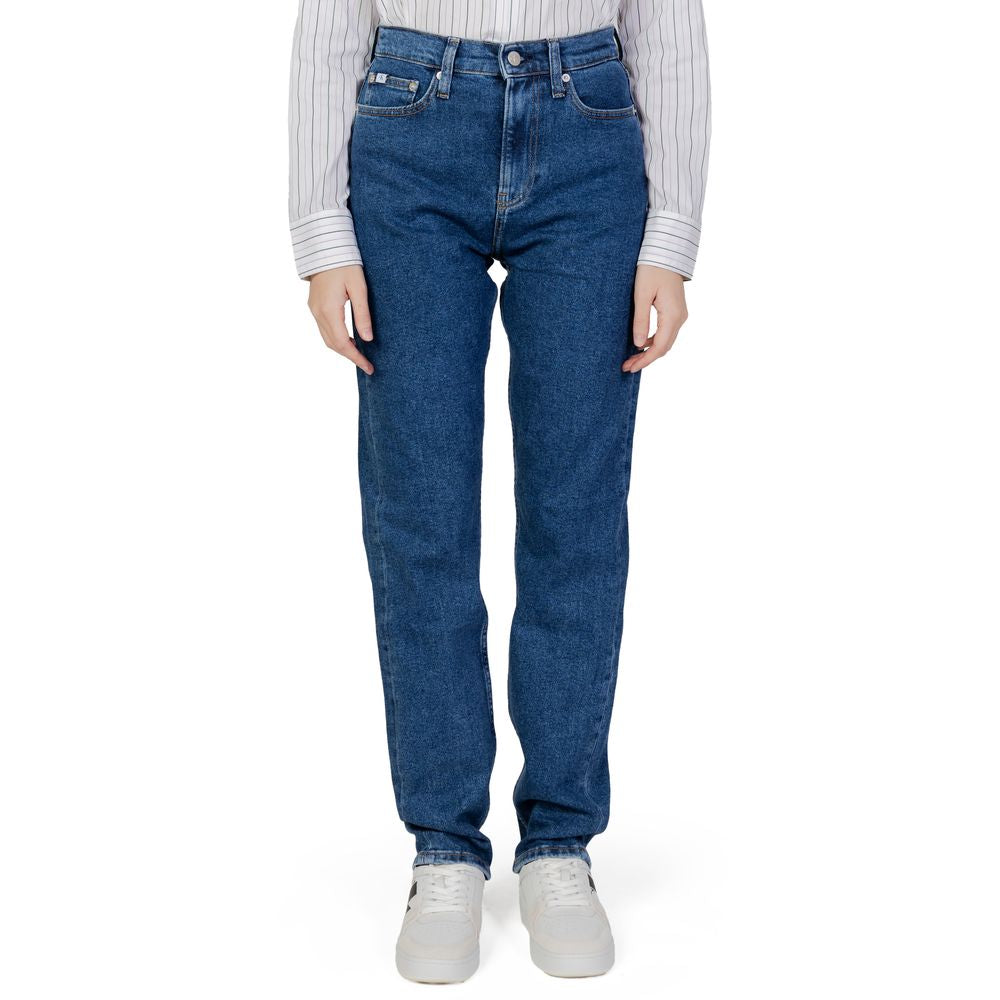 Blugi și pantaloni din bumbac albastru Calvin Klein Jeans