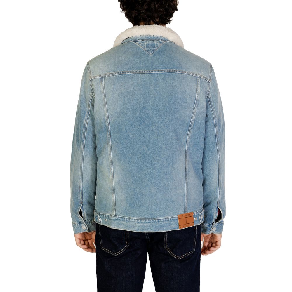 Jachetă Tommy Hilfiger Jeans albastru deschis din bumbac