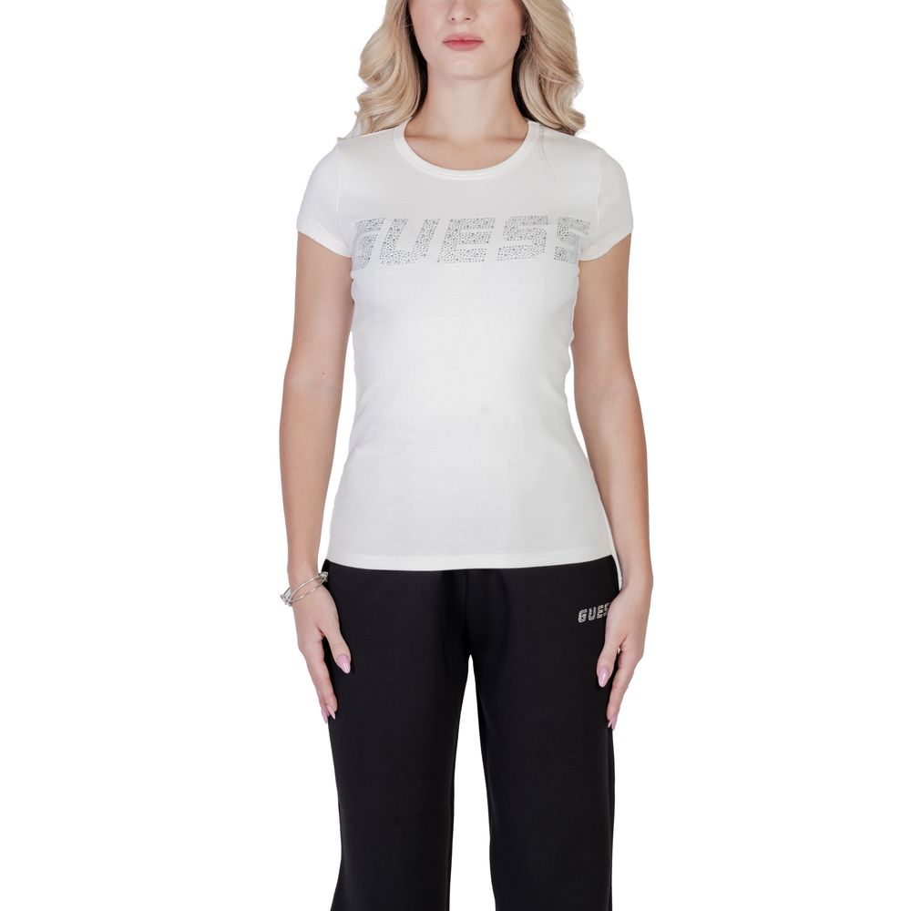 Tricou Guess Active din bumbac crem