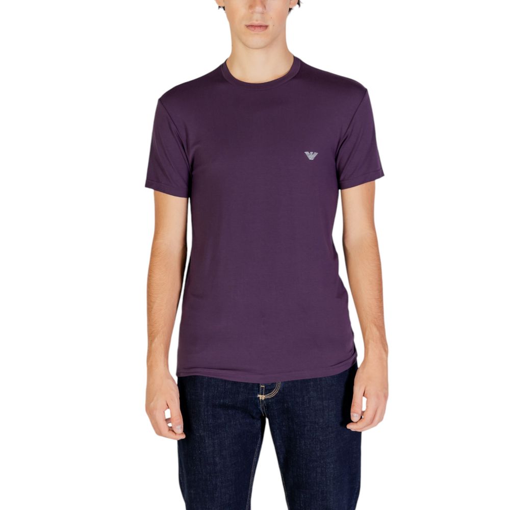 Tricou Emporio Armani Underwear violet cu imprimeu modal