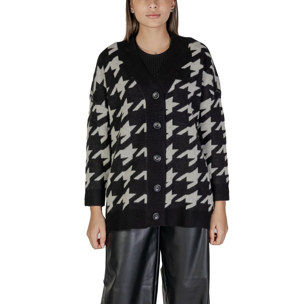 Vero Moda – Schwarz-weiße Marabu-Strickjacke