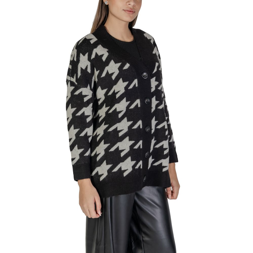 Cardigan Vero Moda alb-negru cu imprimeu Marabou