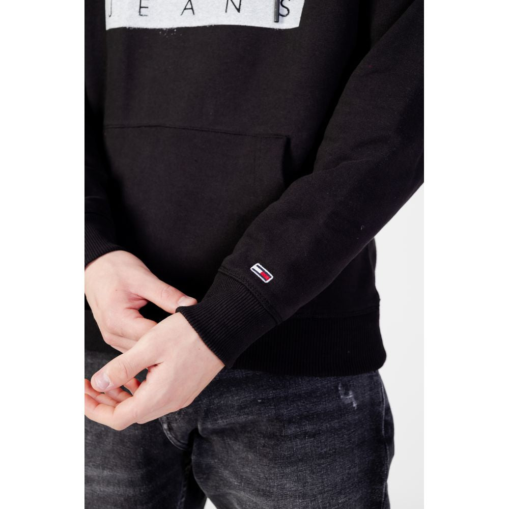 Pulover negru din bumbac organic Tommy Hilfiger Jeans