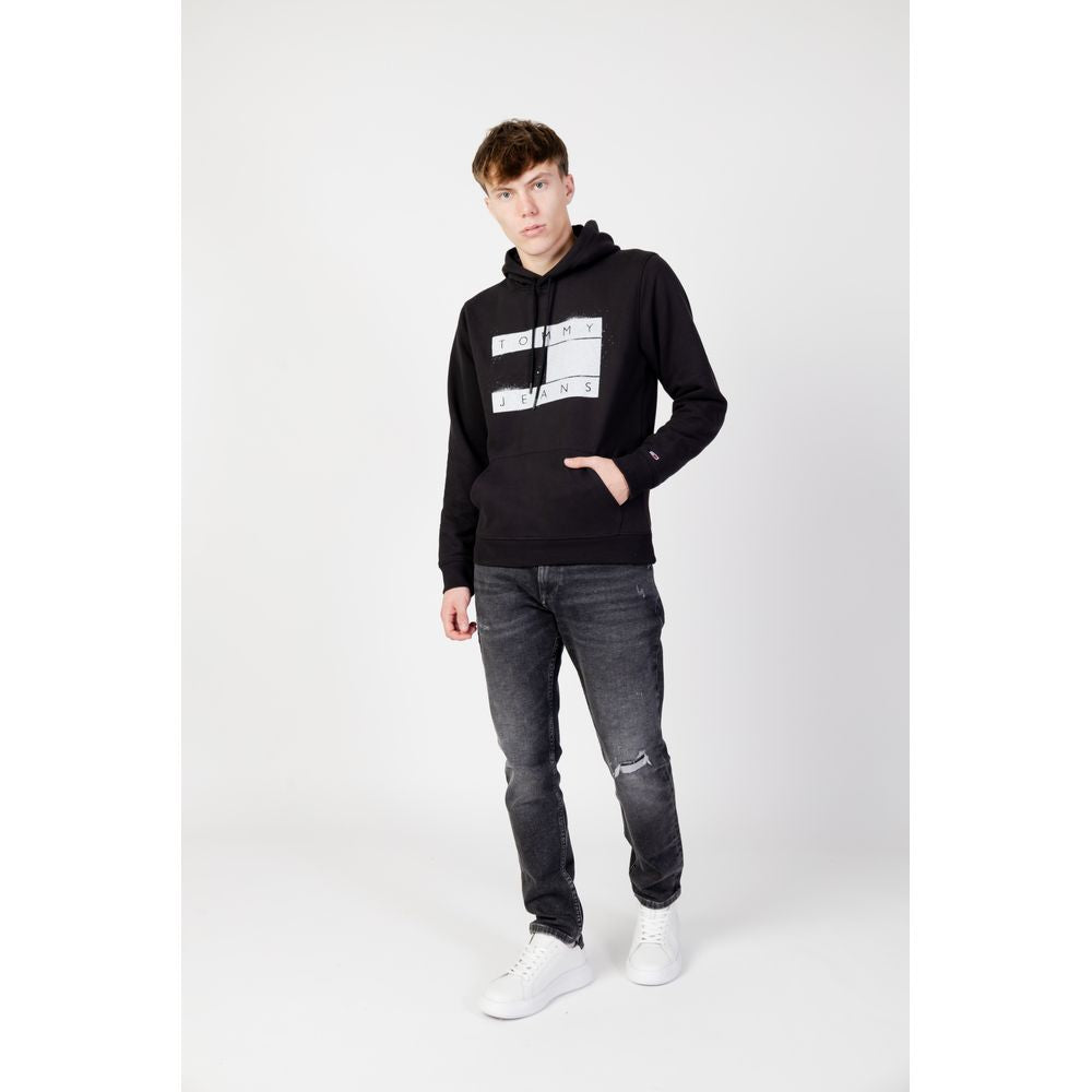 Pulover negru din bumbac organic Tommy Hilfiger Jeans