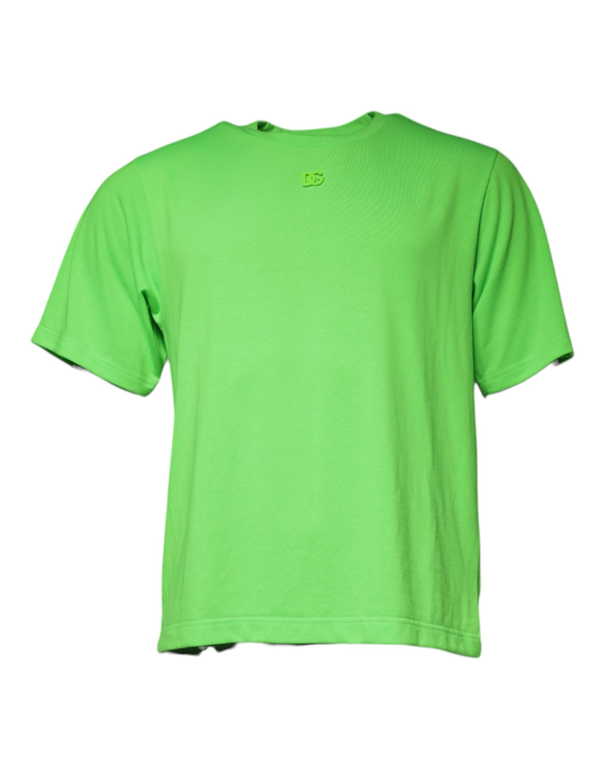 Tricou Dolce &amp; Gabbana cu mânecă scurtă și guler rotund și logo verde