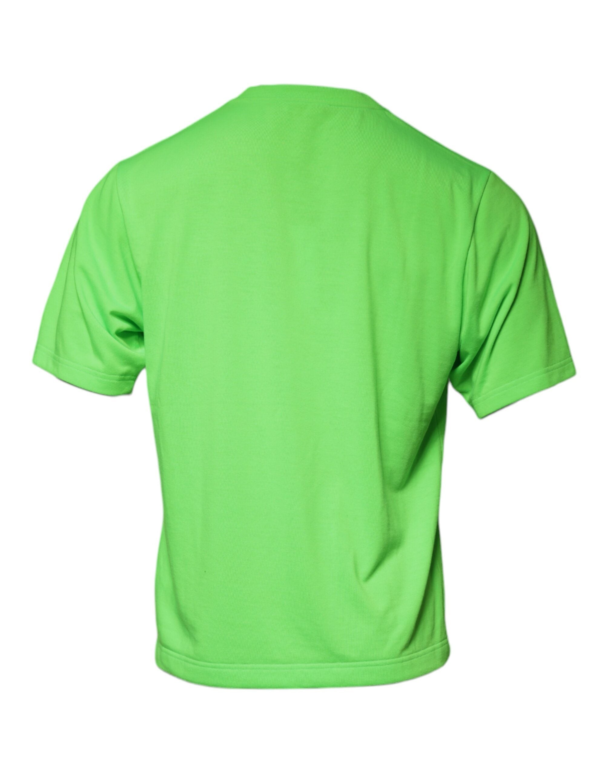 Tricou Dolce &amp; Gabbana cu mânecă scurtă și guler rotund și logo verde