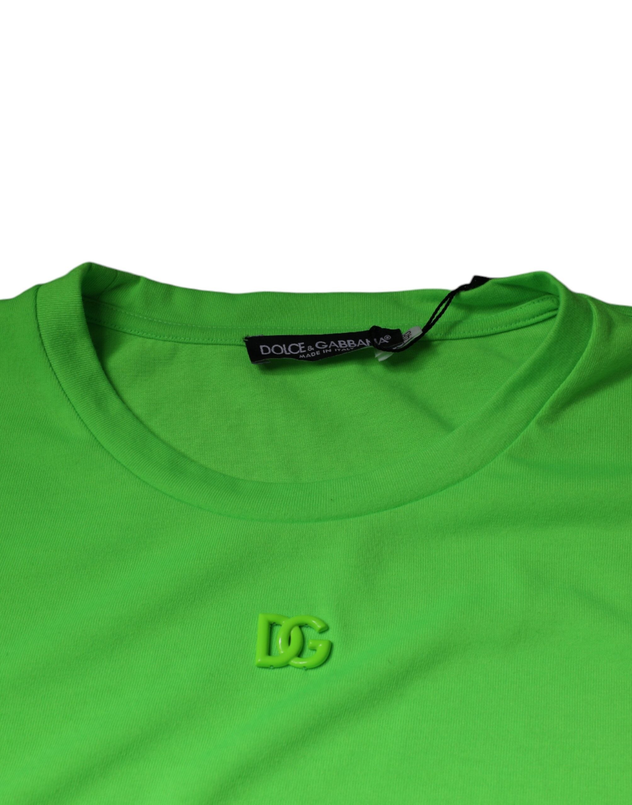 Tricou Dolce &amp; Gabbana cu mânecă scurtă și guler rotund și logo verde