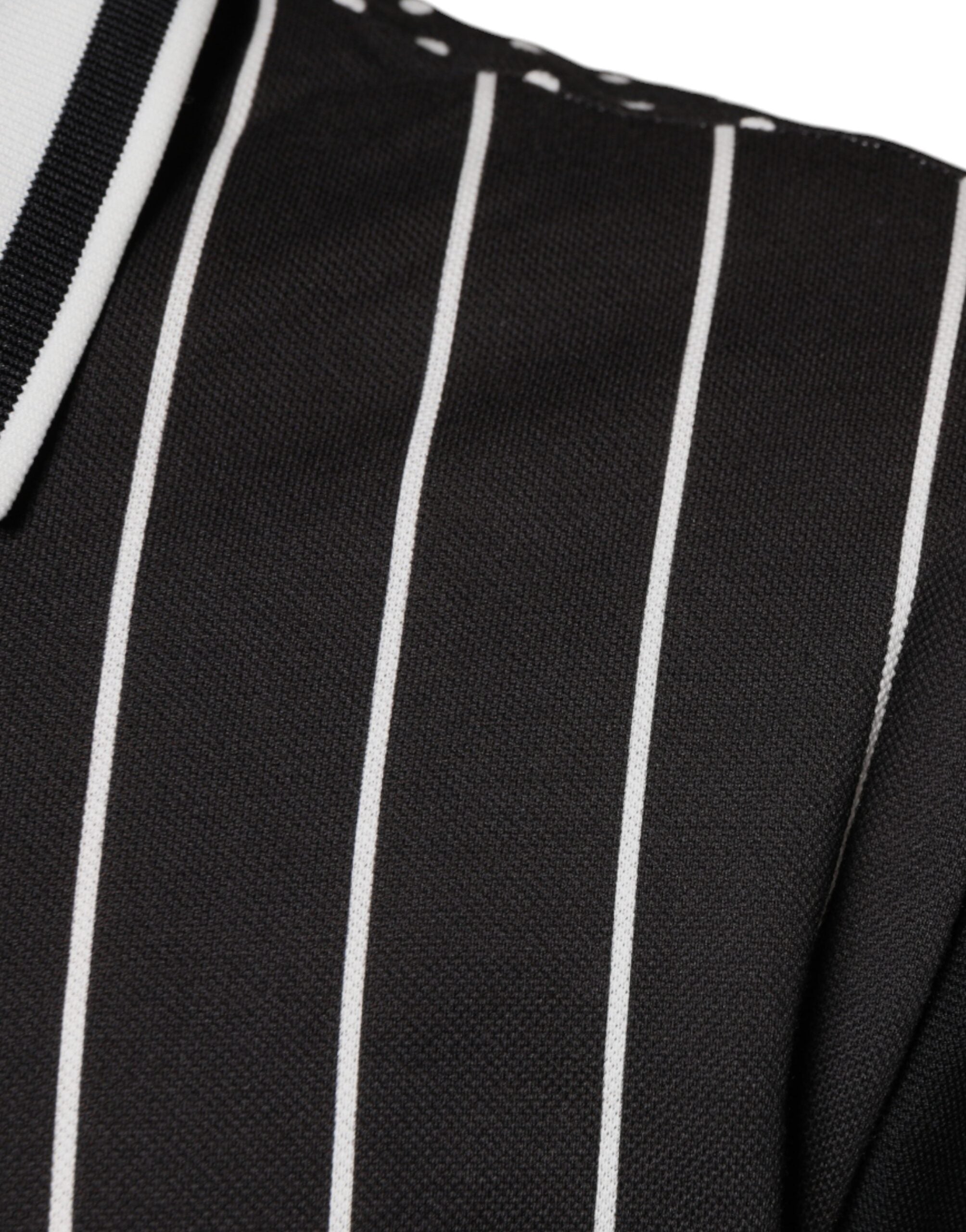 Tricou polo cu guler și dungi albe negre Dolce &amp; Gabbana
