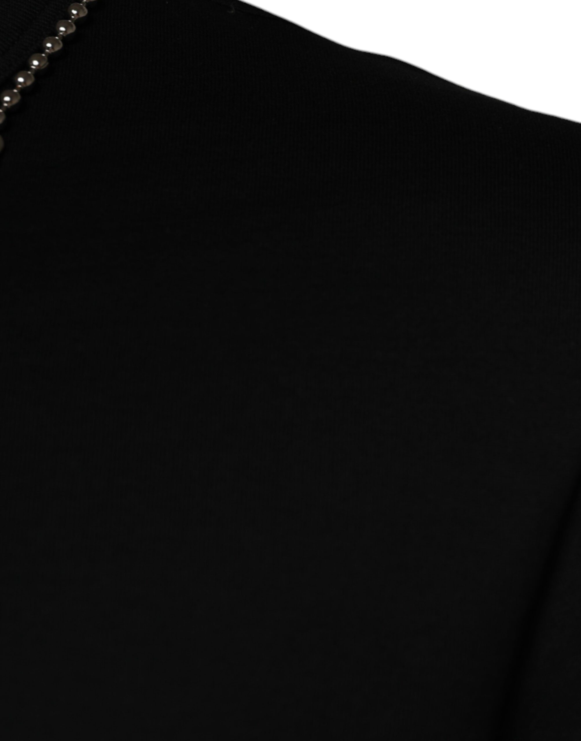 Tricou Dolce &amp; Gabbana cu colier negru din bumbac și decorațiuni