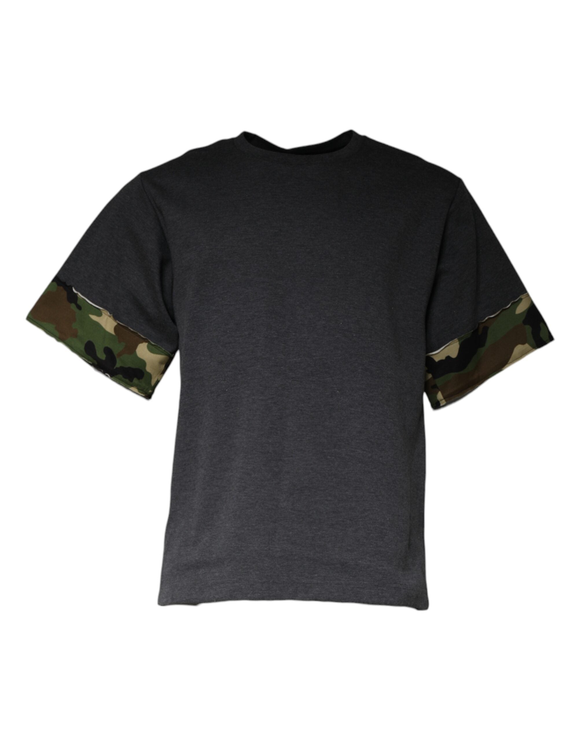 Tricou Dolce &amp; Gabbana Gri Închis Camuflaj cu Guler Rotund