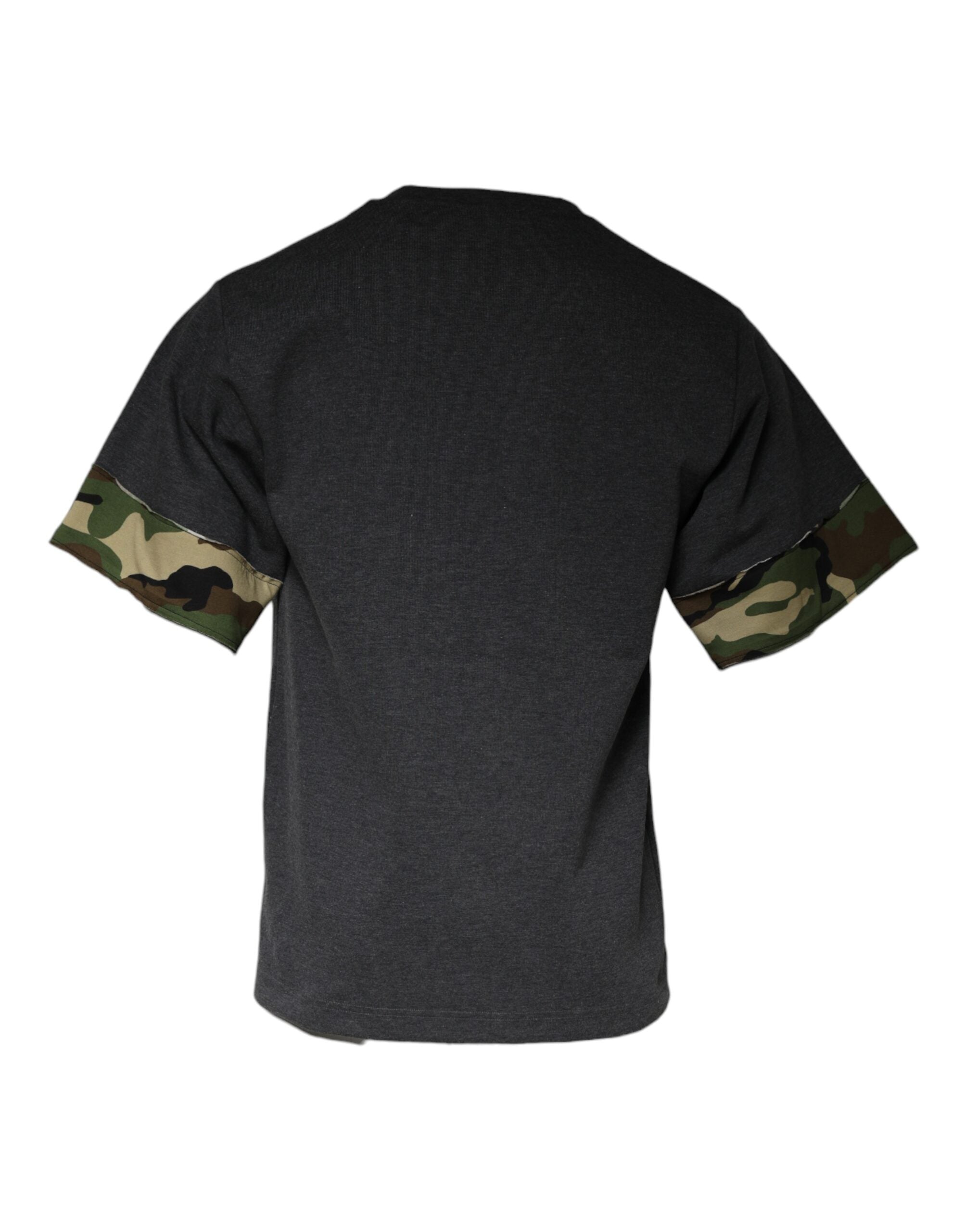 Dolce &amp; Gabbana Dunkelgraues Camouflage-T-Shirt mit Rundhalsausschnitt