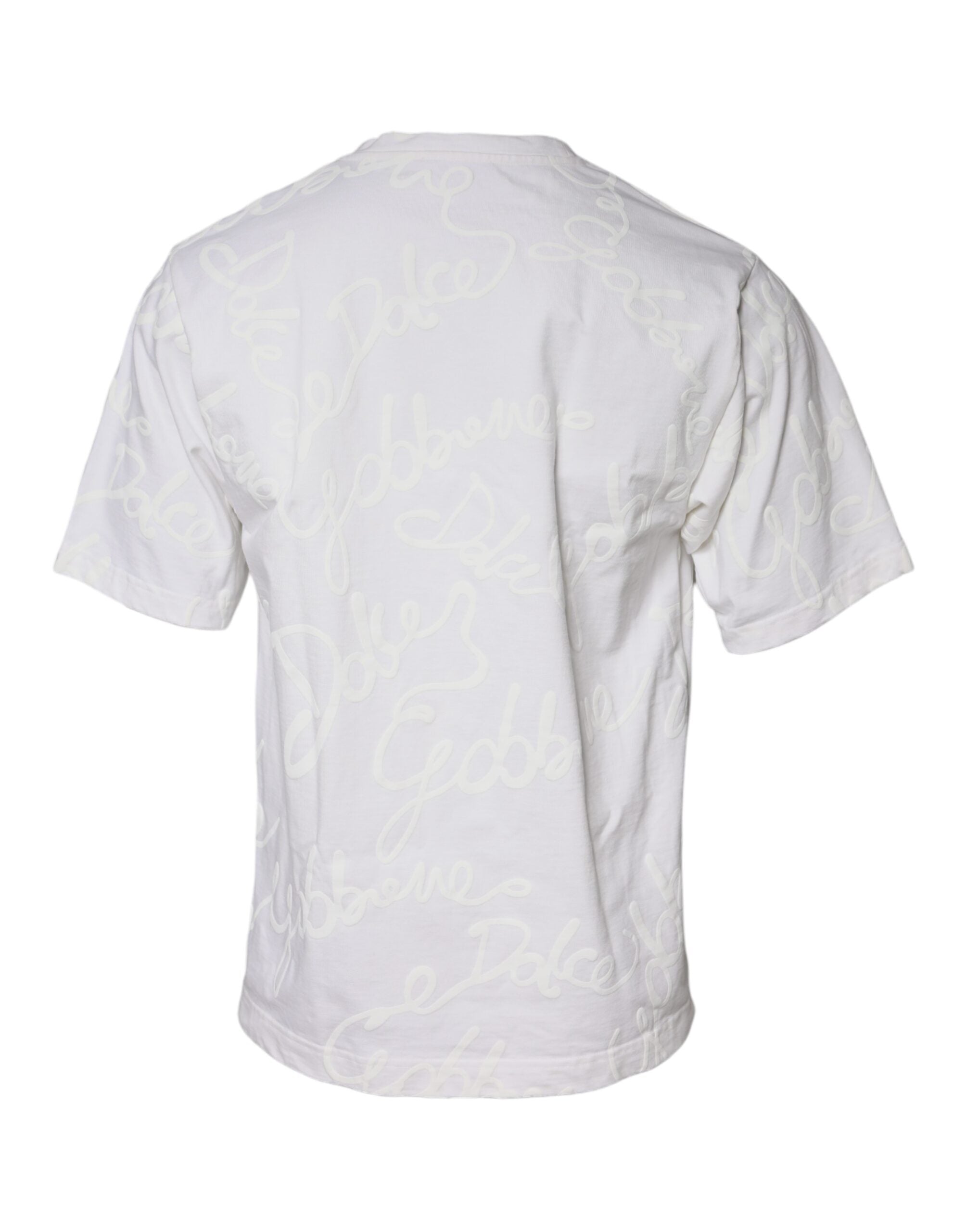 Tricou Dolce &amp; Gabbana cu guler rotund din bumbac și imprimeu alb cu logo