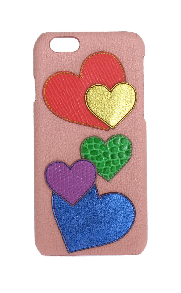 Dolce &amp; Gabbana – Schicke Handyhülle aus rosa Leder mit Herzverzierung