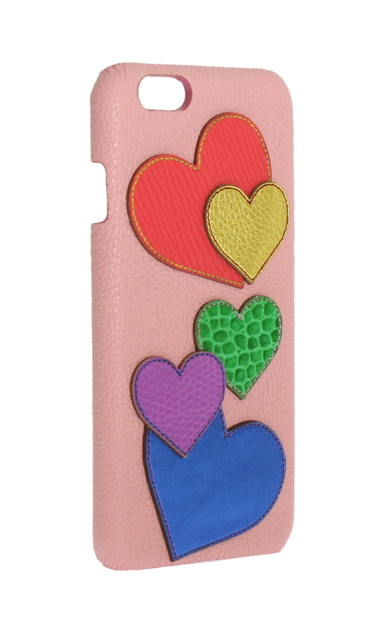 Dolce &amp; Gabbana – Schicke Handyhülle aus rosa Leder mit Herzverzierung