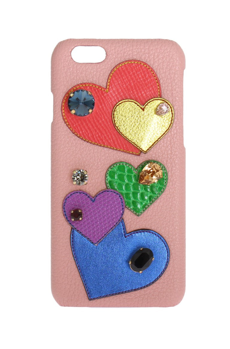 Dolce &amp; Gabbana Schicke iPhone-Hülle aus rosa Leder mit Kristallen
