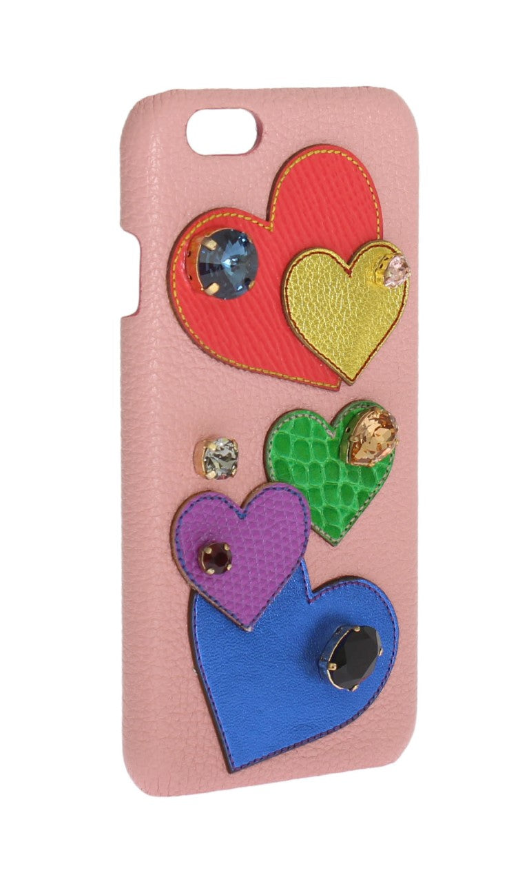 Dolce &amp; Gabbana Schicke iPhone-Hülle aus rosa Leder mit Kristallen