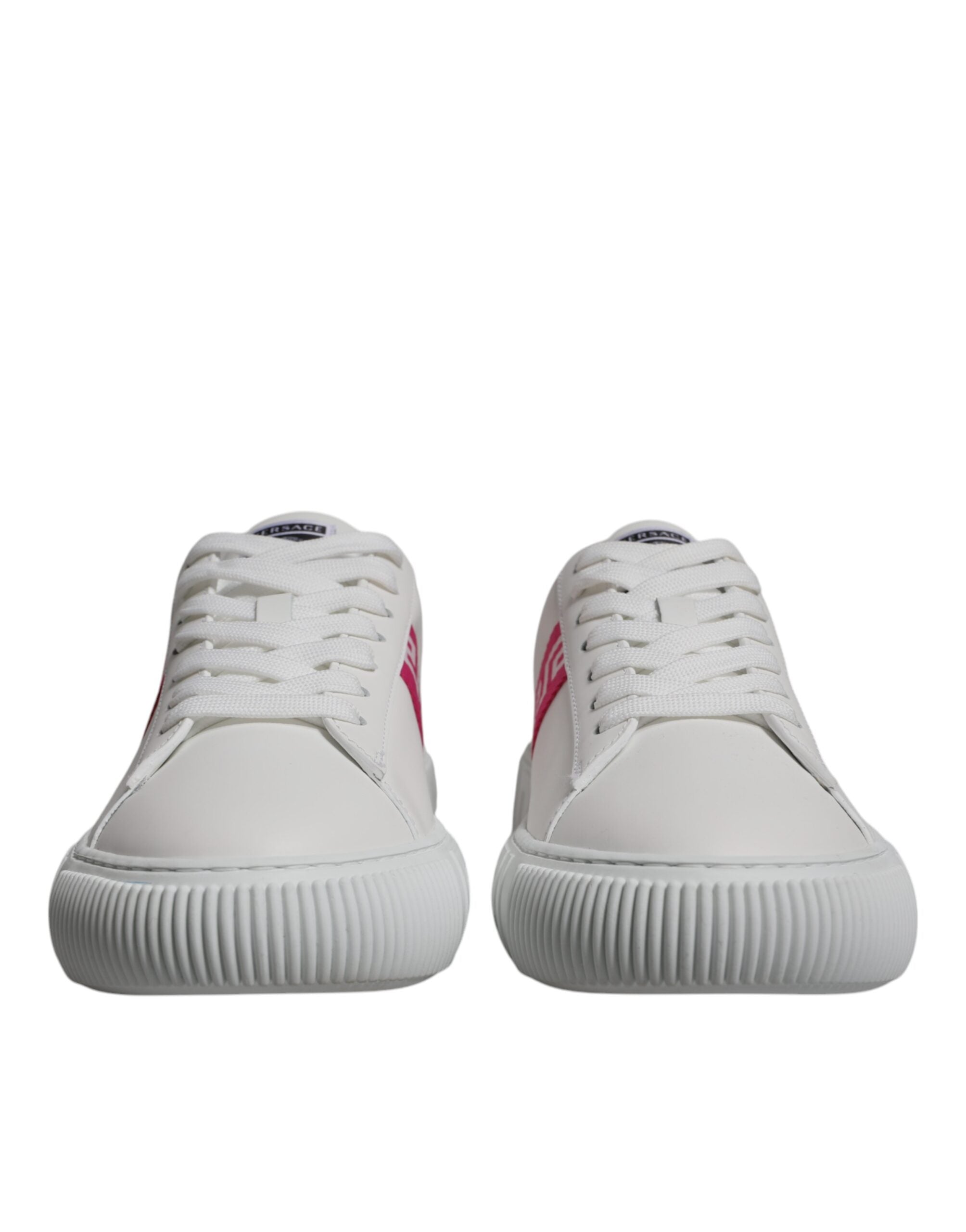 Versace Weiß Rosa Greca Print Plateau Low Top Sneakers Schuhe