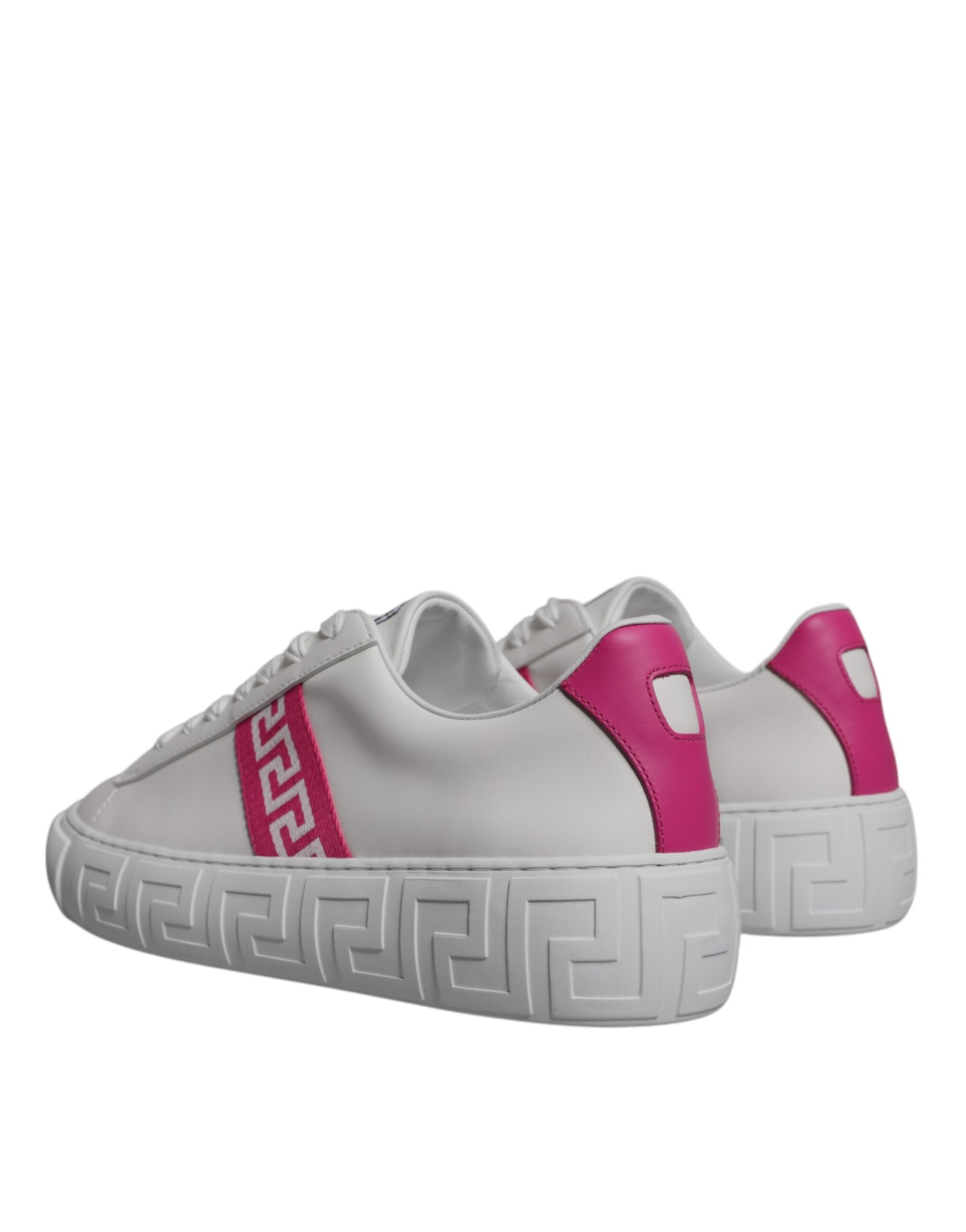 Versace Weiß Rosa Greca Print Plateau Low Top Sneakers Schuhe