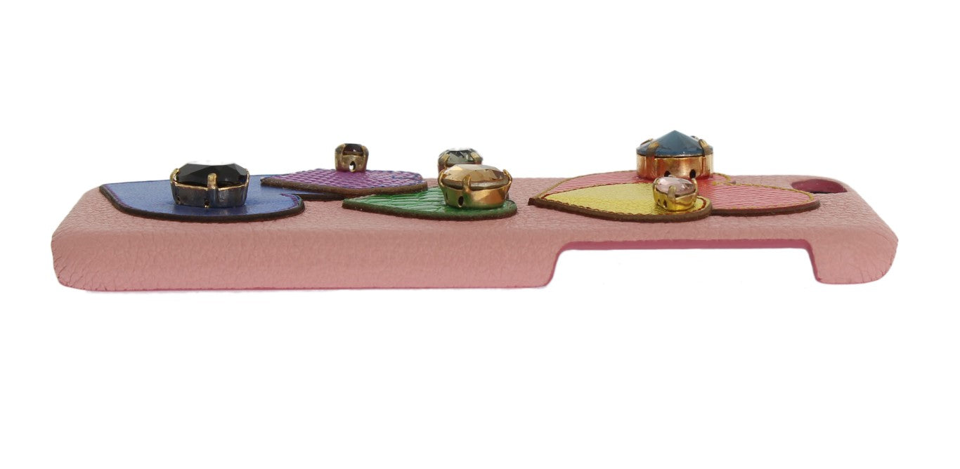 Dolce &amp; Gabbana Schicke iPhone-Hülle aus rosa Leder mit Kristallen