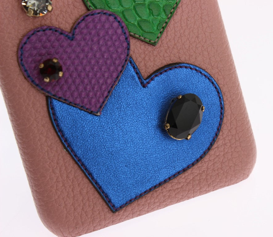 Dolce &amp; Gabbana Schicke iPhone-Hülle aus rosa Leder mit Kristallen