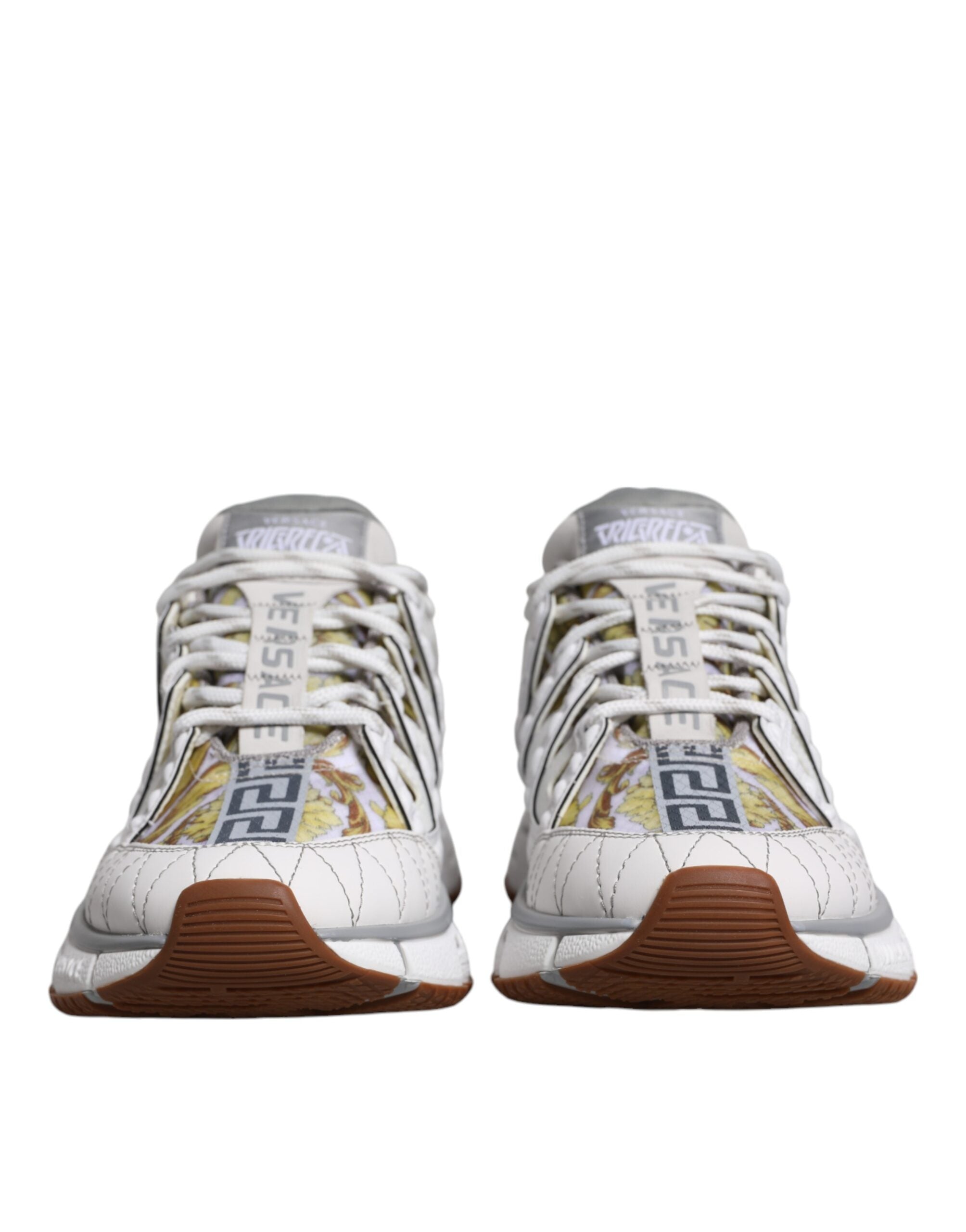 Versace – Weiße niedrige Sneakers mit Trigreca-Barocco-Print