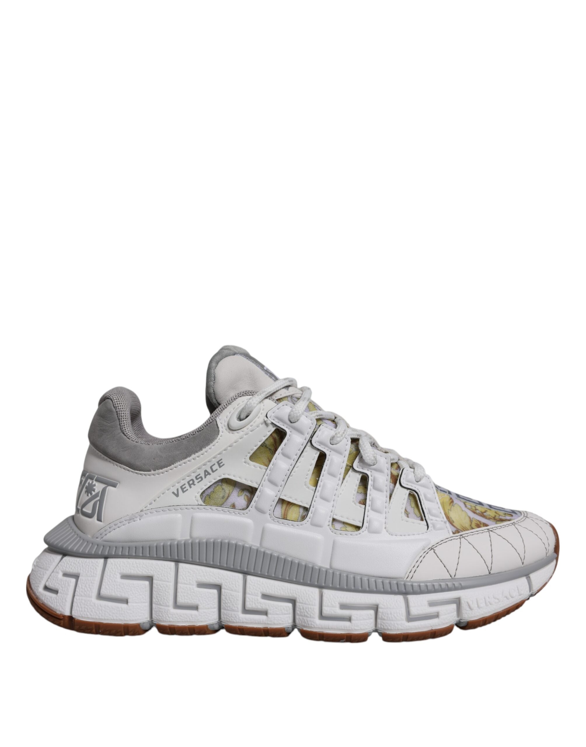 Versace – Weiße niedrige Sneakers mit Trigreca-Barocco-Print