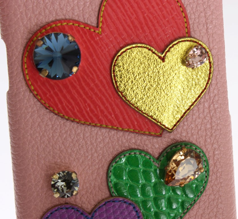 Dolce &amp; Gabbana Schicke iPhone-Hülle aus rosa Leder mit Kristallen