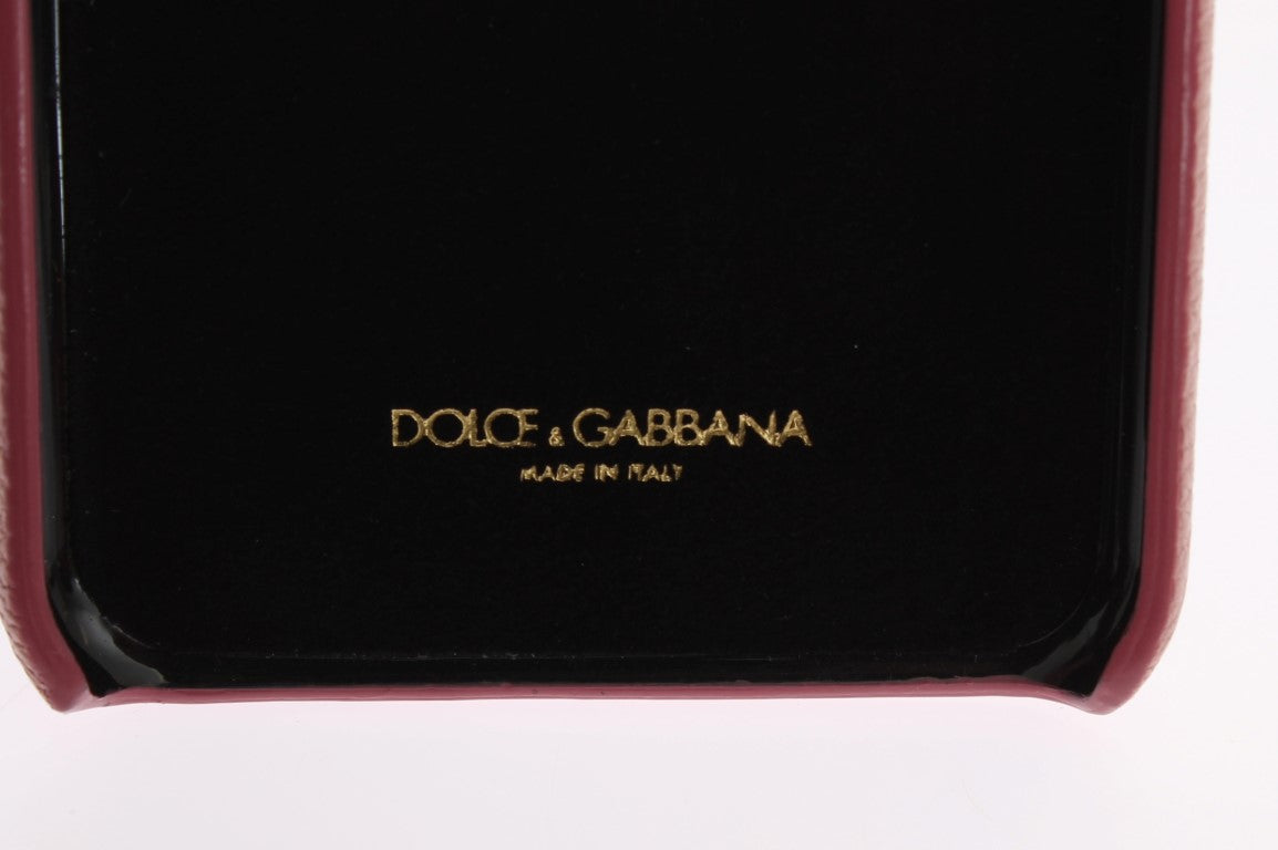 Dolce &amp; Gabbana Schicke iPhone-Hülle aus rosa Leder mit Kristallen
