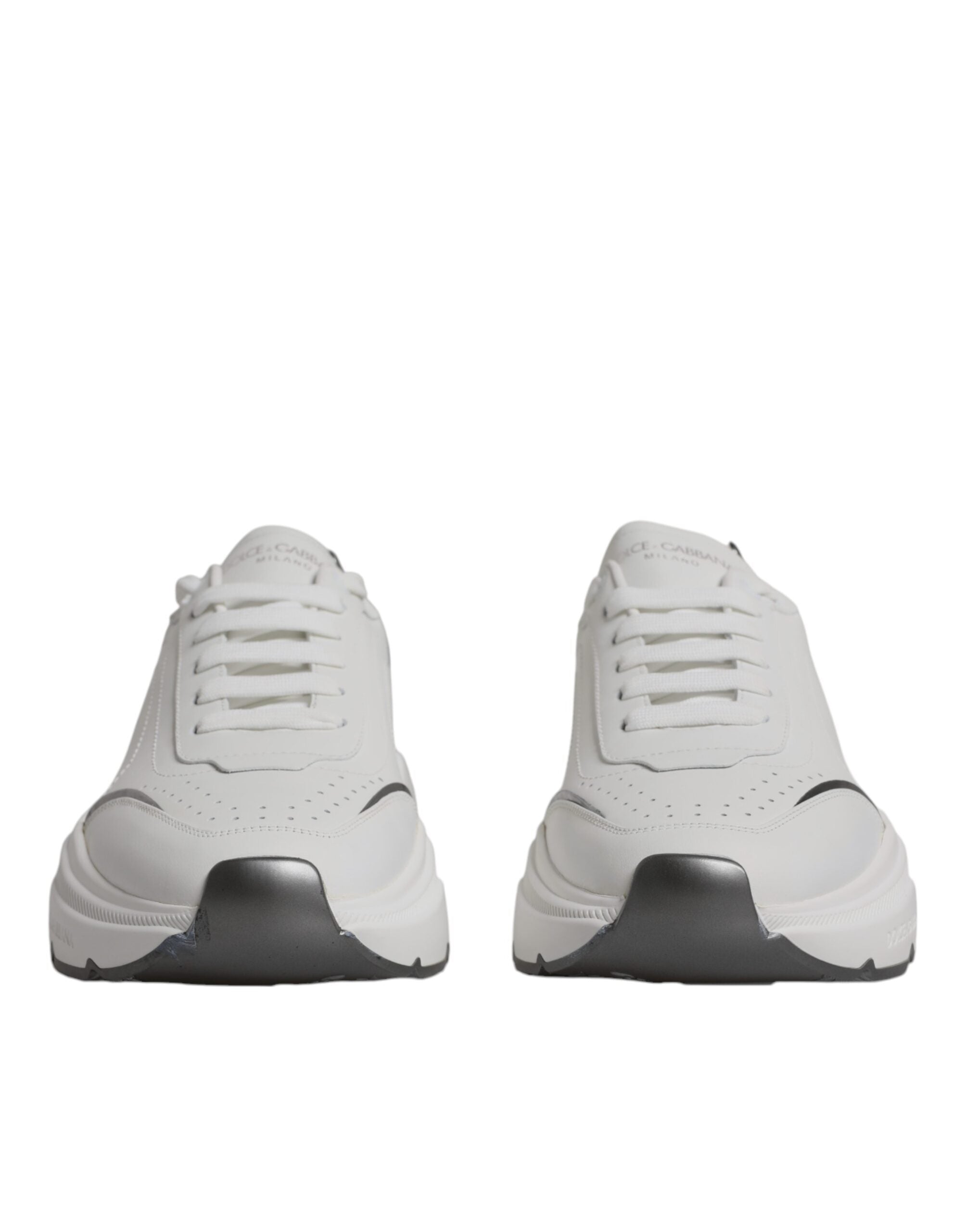 Dolce &amp; Gabbana – Daymaster – Sneaker aus Leder in Weiß und Silber