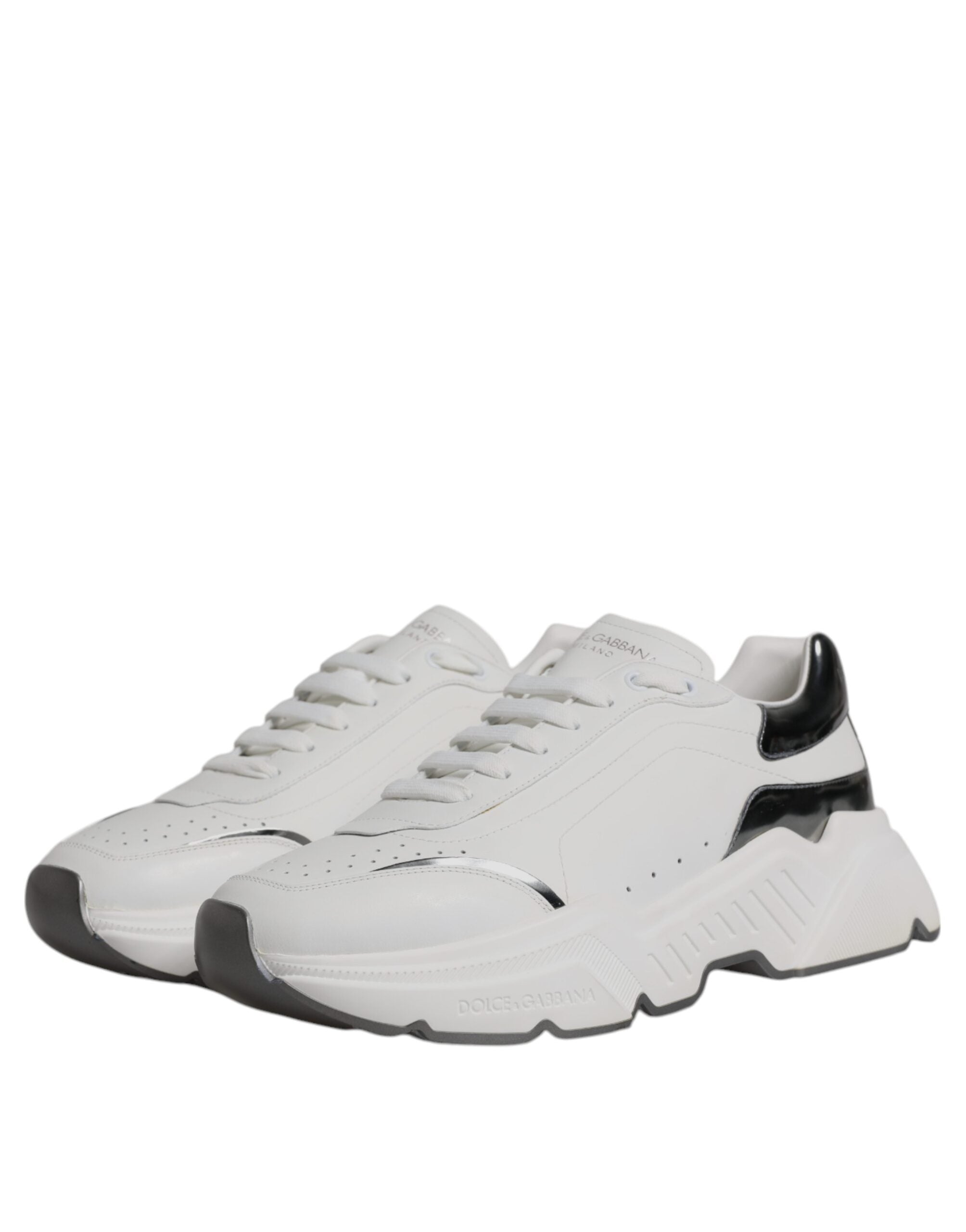 Dolce &amp; Gabbana – Daymaster – Sneaker aus Leder in Weiß und Silber
