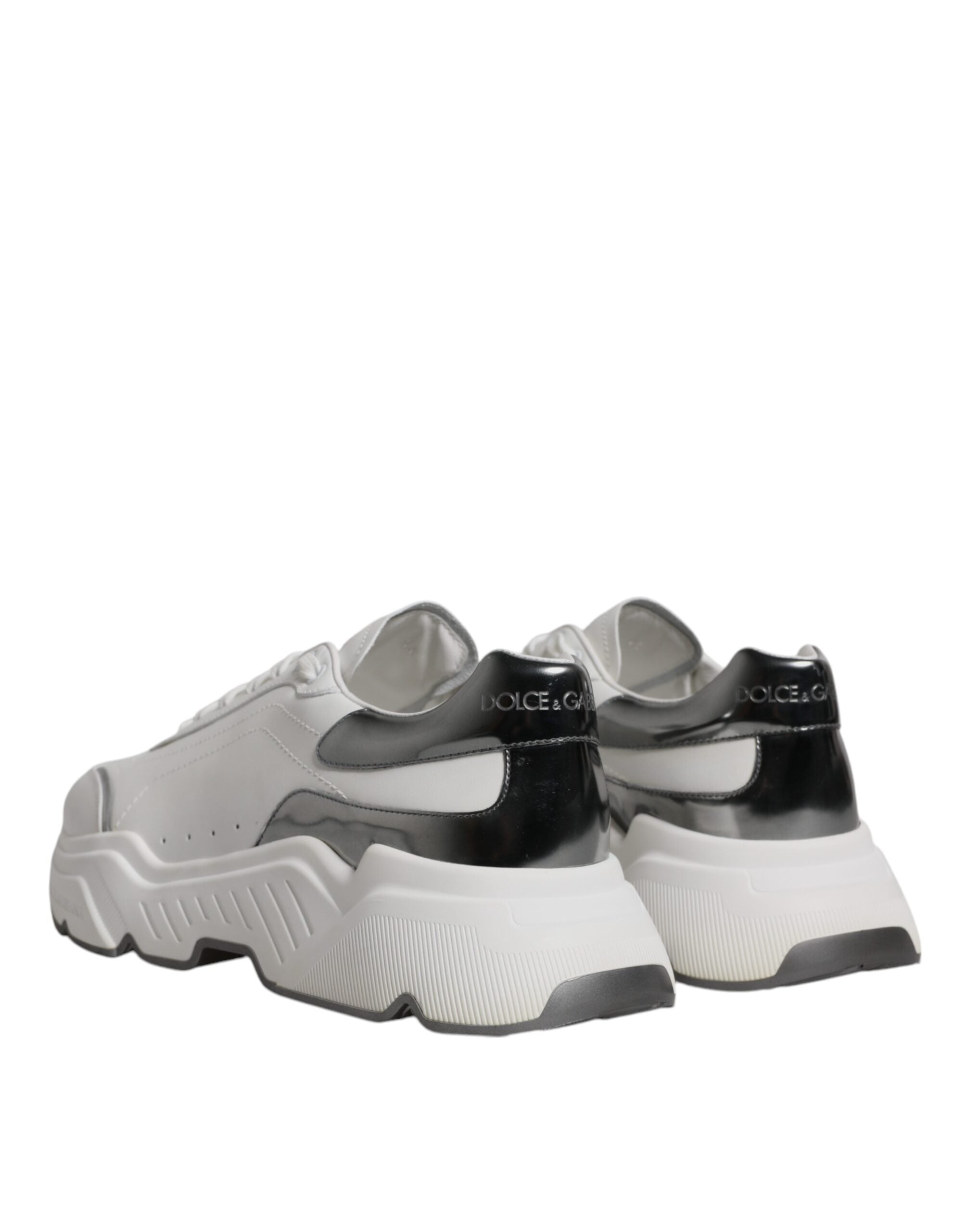 Dolce &amp; Gabbana – Daymaster – Sneaker aus Leder in Weiß und Silber