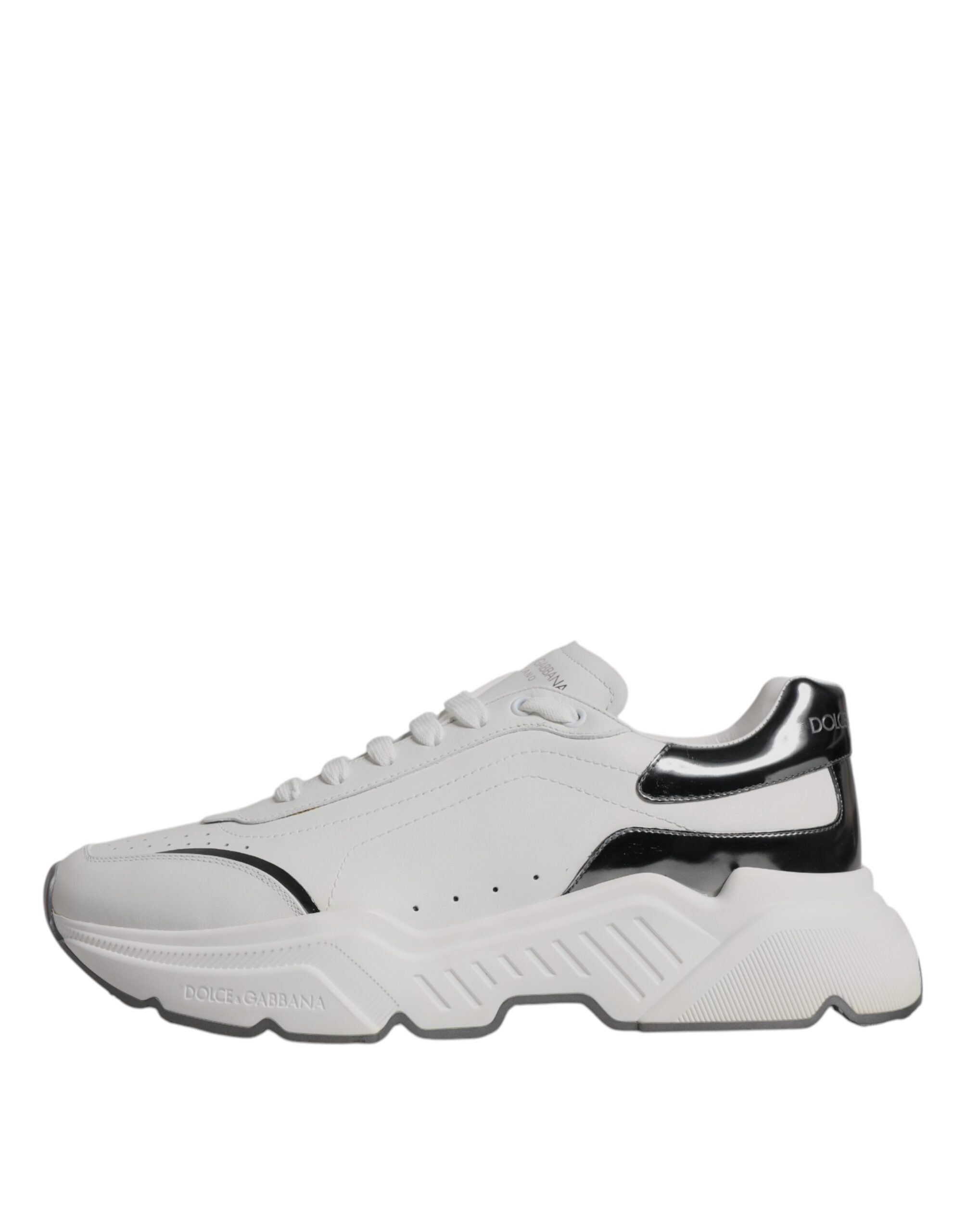 Dolce &amp; Gabbana – Daymaster – Sneaker aus Leder in Weiß und Silber