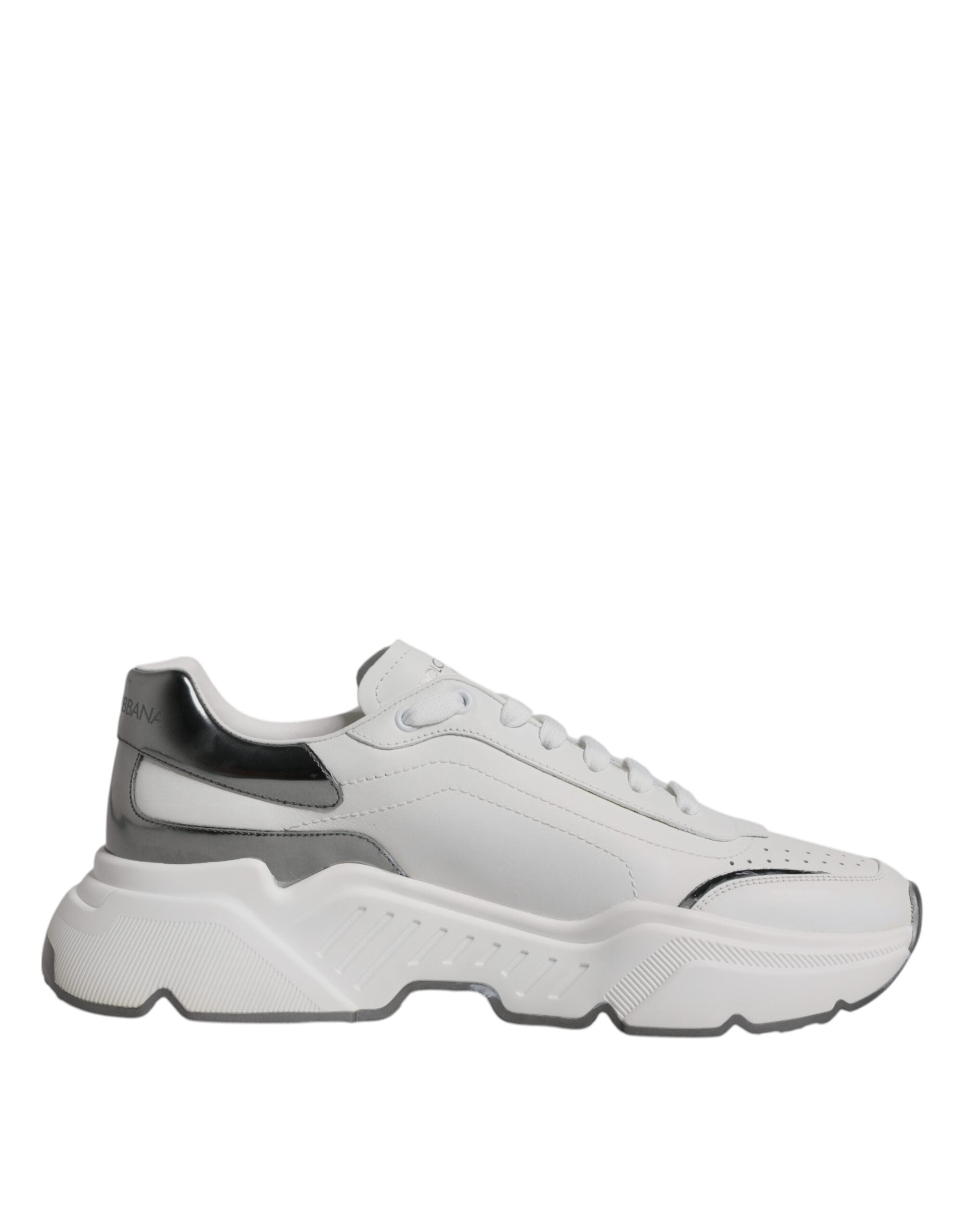 Dolce &amp; Gabbana – Daymaster – Sneaker aus Leder in Weiß und Silber