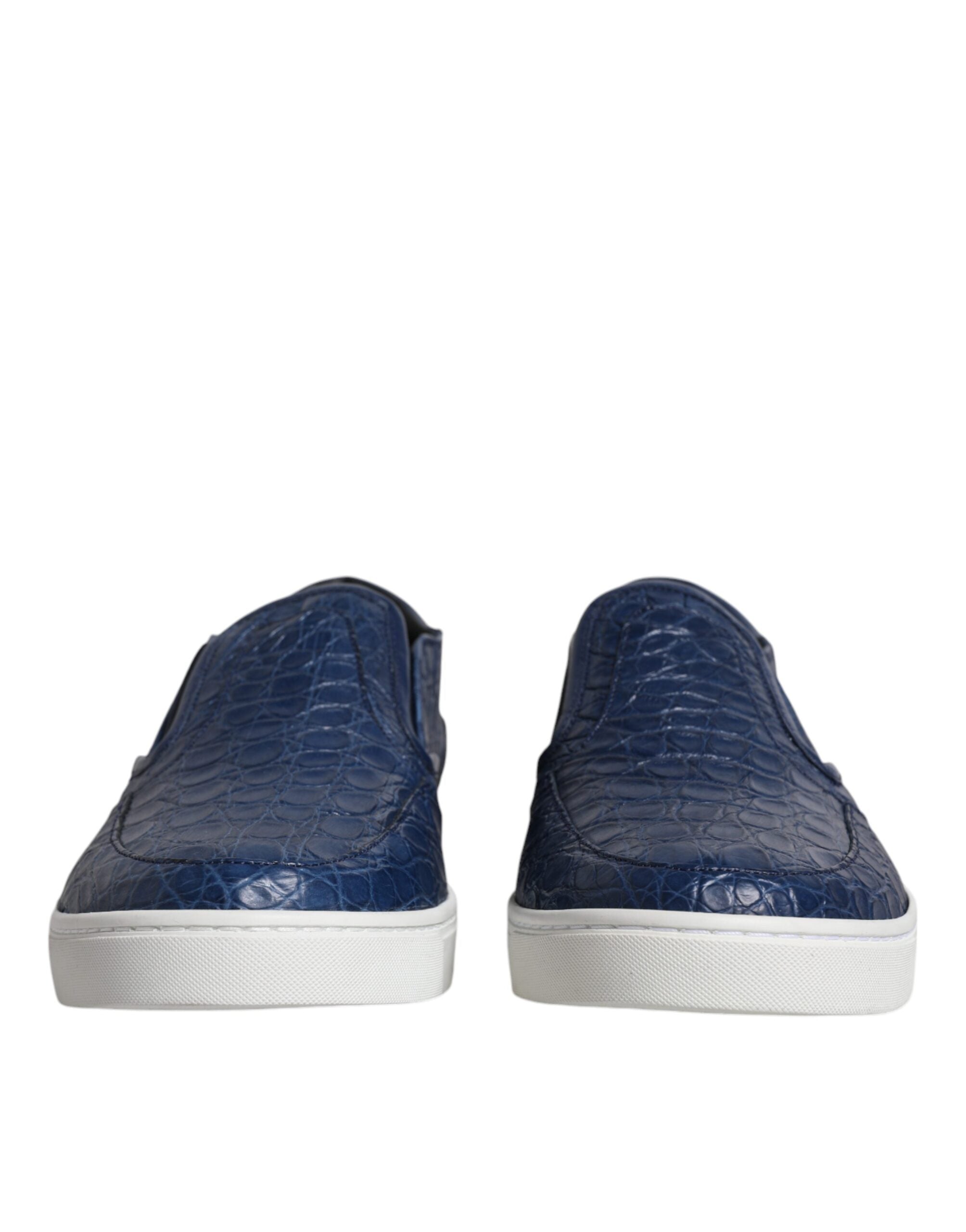 Dolce &amp; Gabbana Blaue Krokodil Exotisches Leder Herren Sneakers Schuhe