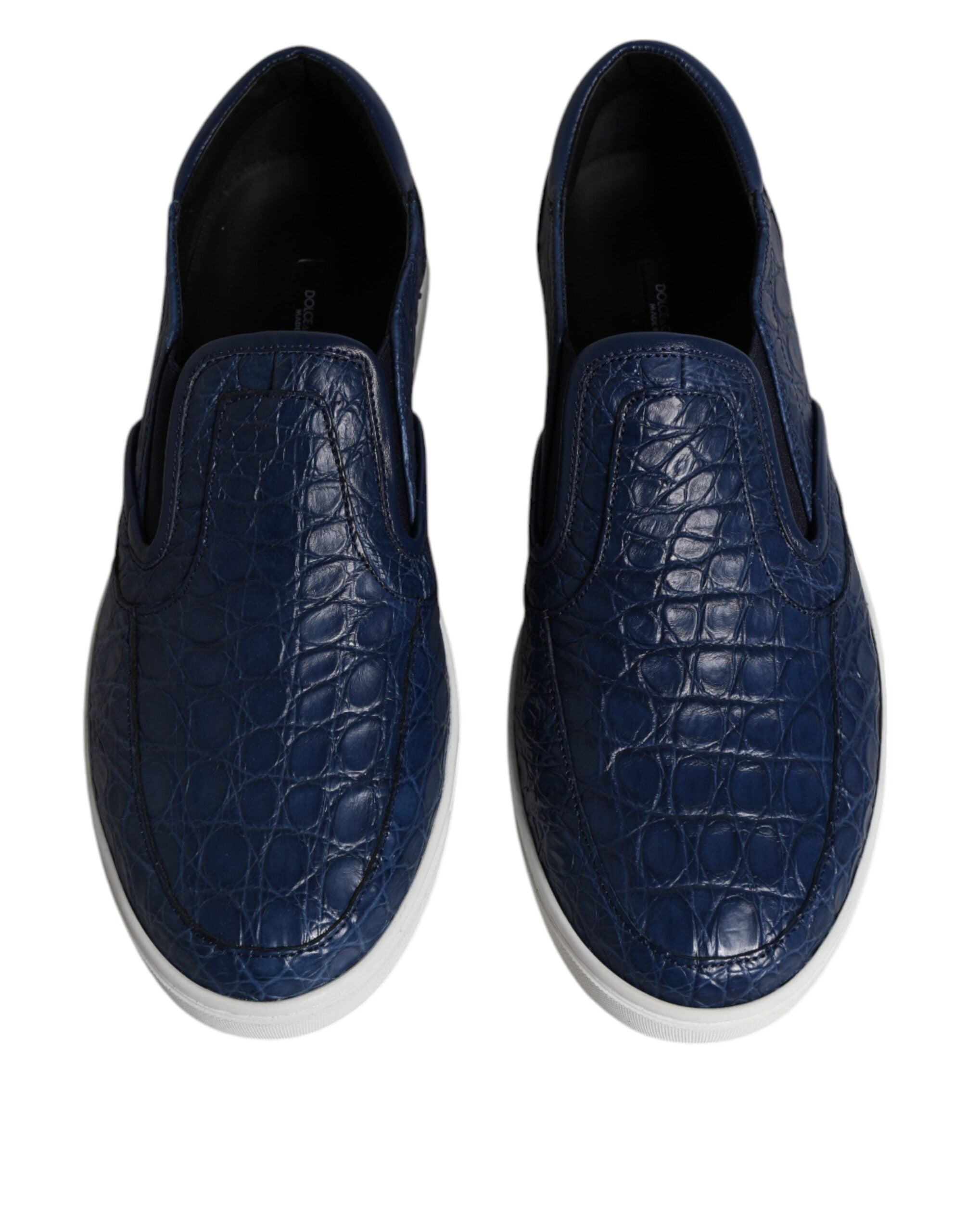 Dolce &amp; Gabbana Blaue Krokodil Exotisches Leder Herren Sneakers Schuhe