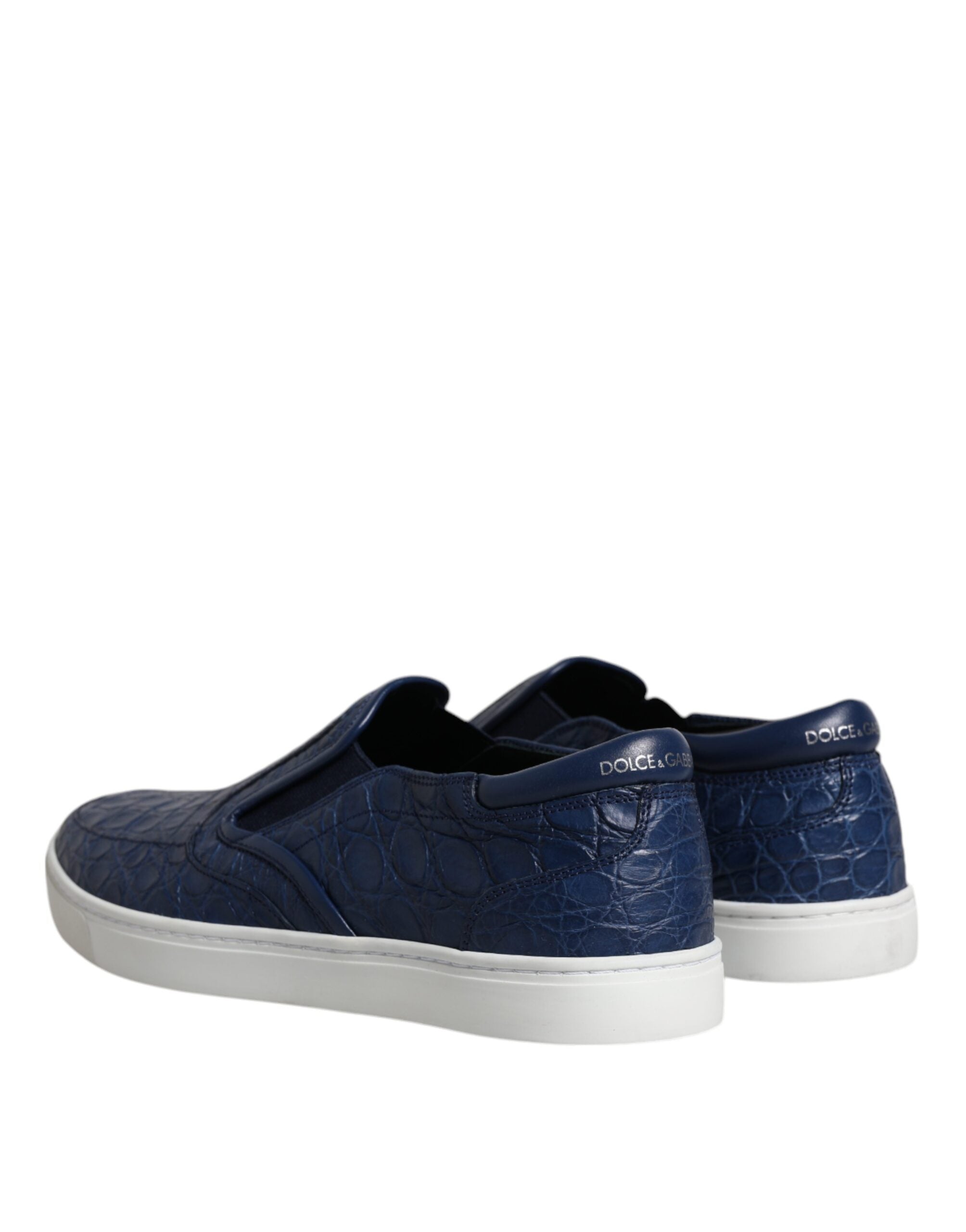 Dolce &amp; Gabbana Blaue Krokodil Exotisches Leder Herren Sneakers Schuhe