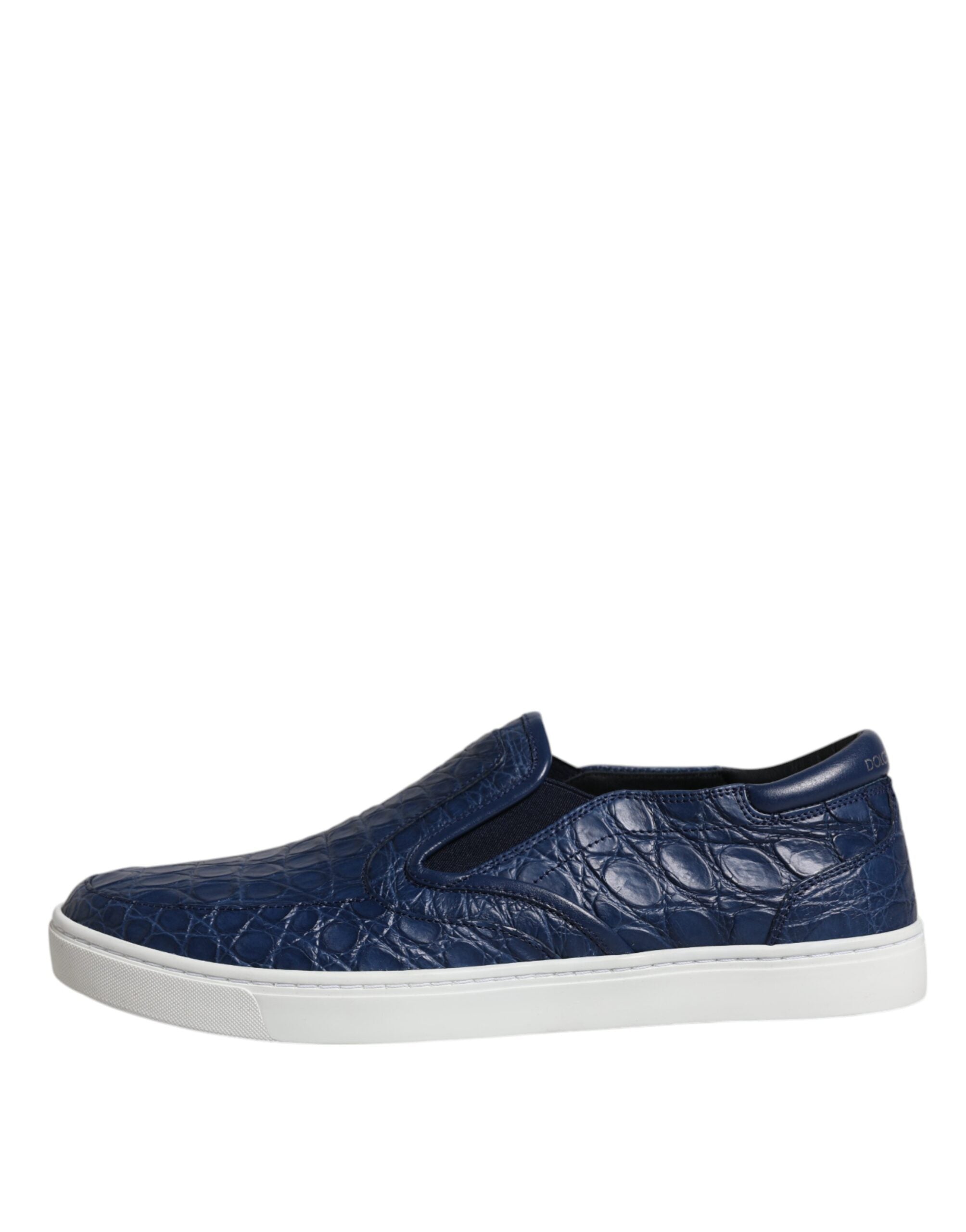 Dolce &amp; Gabbana Blaue Krokodil Exotisches Leder Herren Sneakers Schuhe