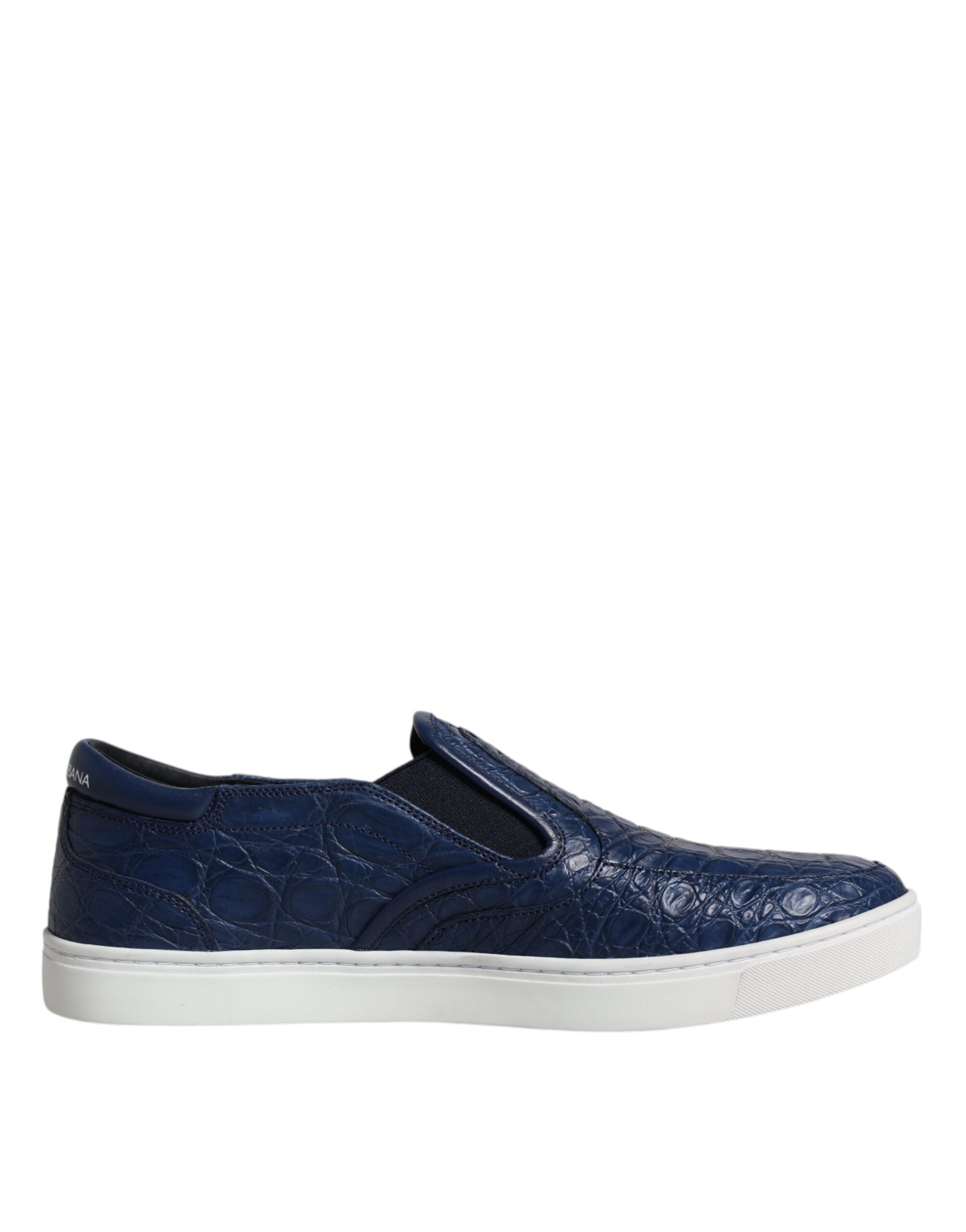 Dolce &amp; Gabbana Blaue Krokodil Exotisches Leder Herren Sneakers Schuhe