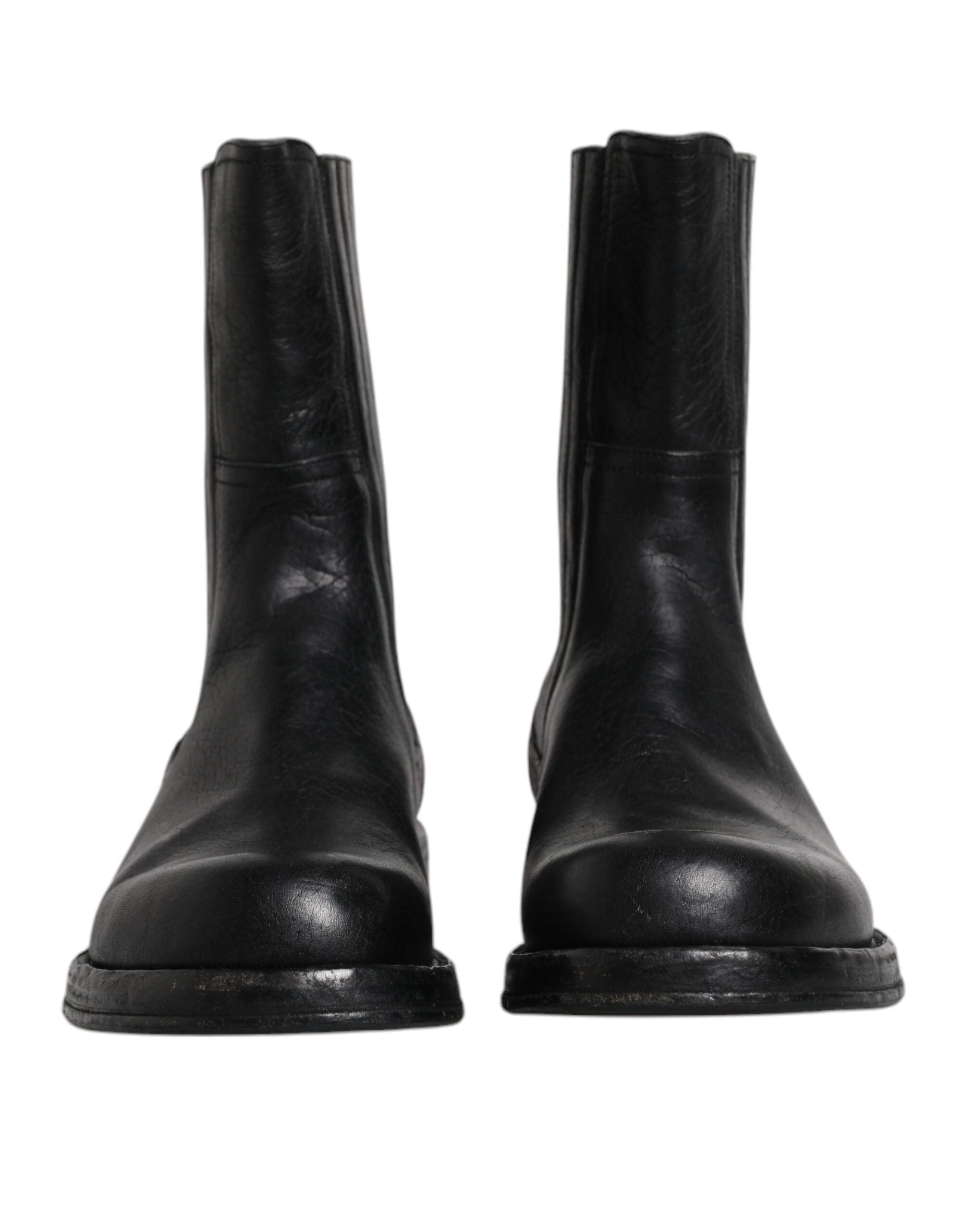 Dolce &amp; Gabbana – Wadenhohe Stiefel aus schwarzem Pferdeleder