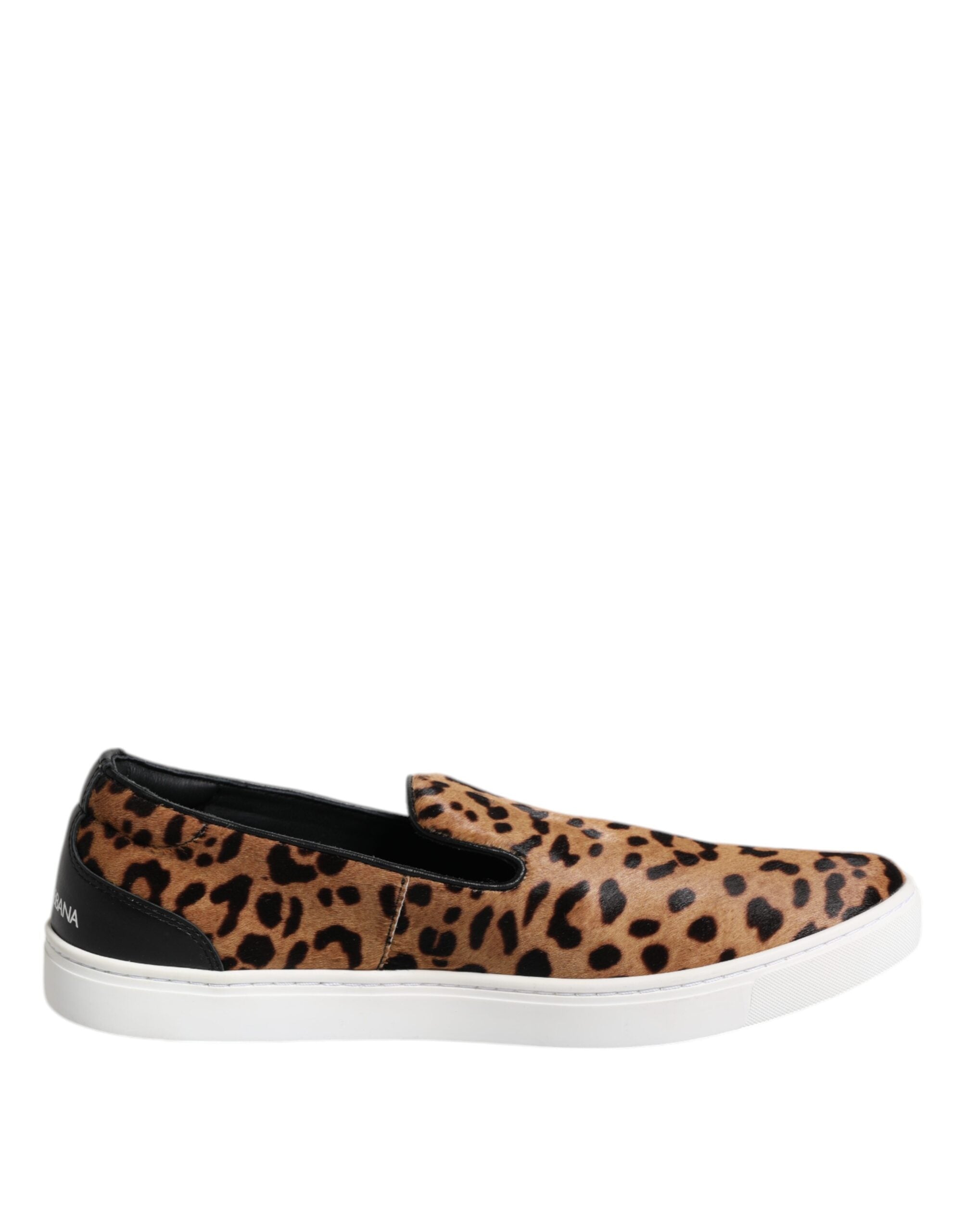Dolce &amp; Gabbana Braun Kalbsleder Pelz Leopard Männer Sneakers Schuhe