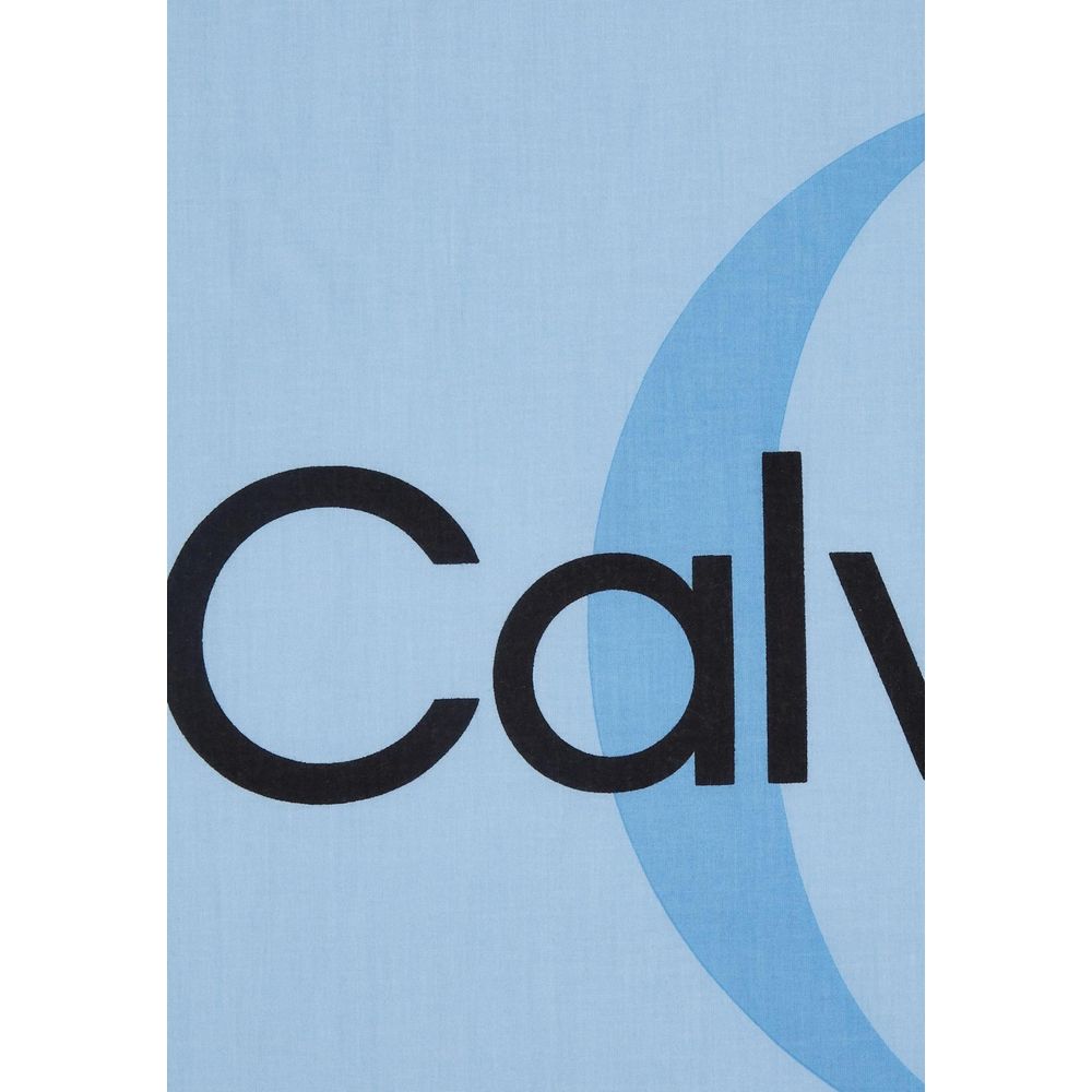 Eșarfă Calvin Klein albastră din bumbac organic