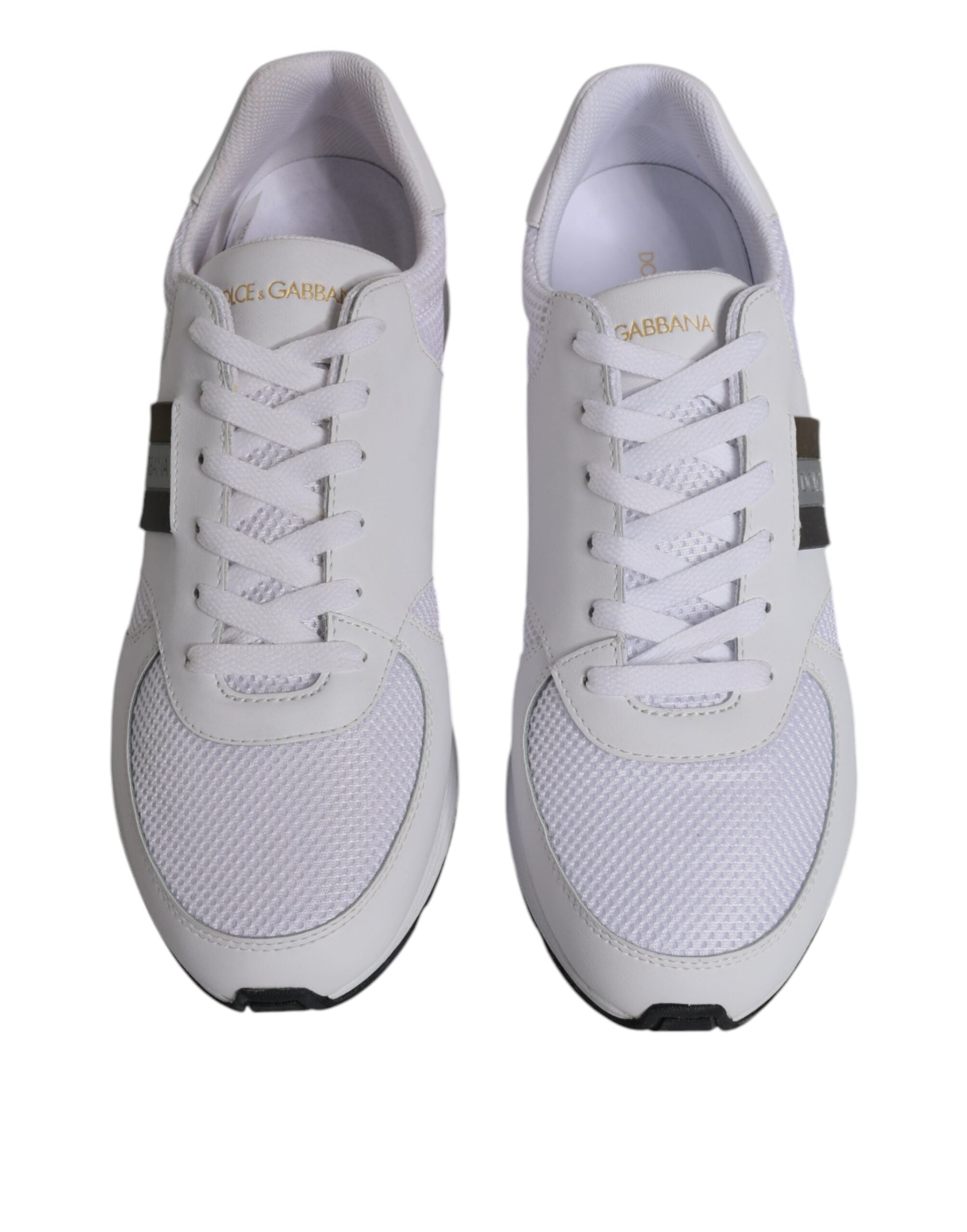 Dolce &amp; Gabbana Weißes Logo Leder Casual Herren Sneakers Schuhe
