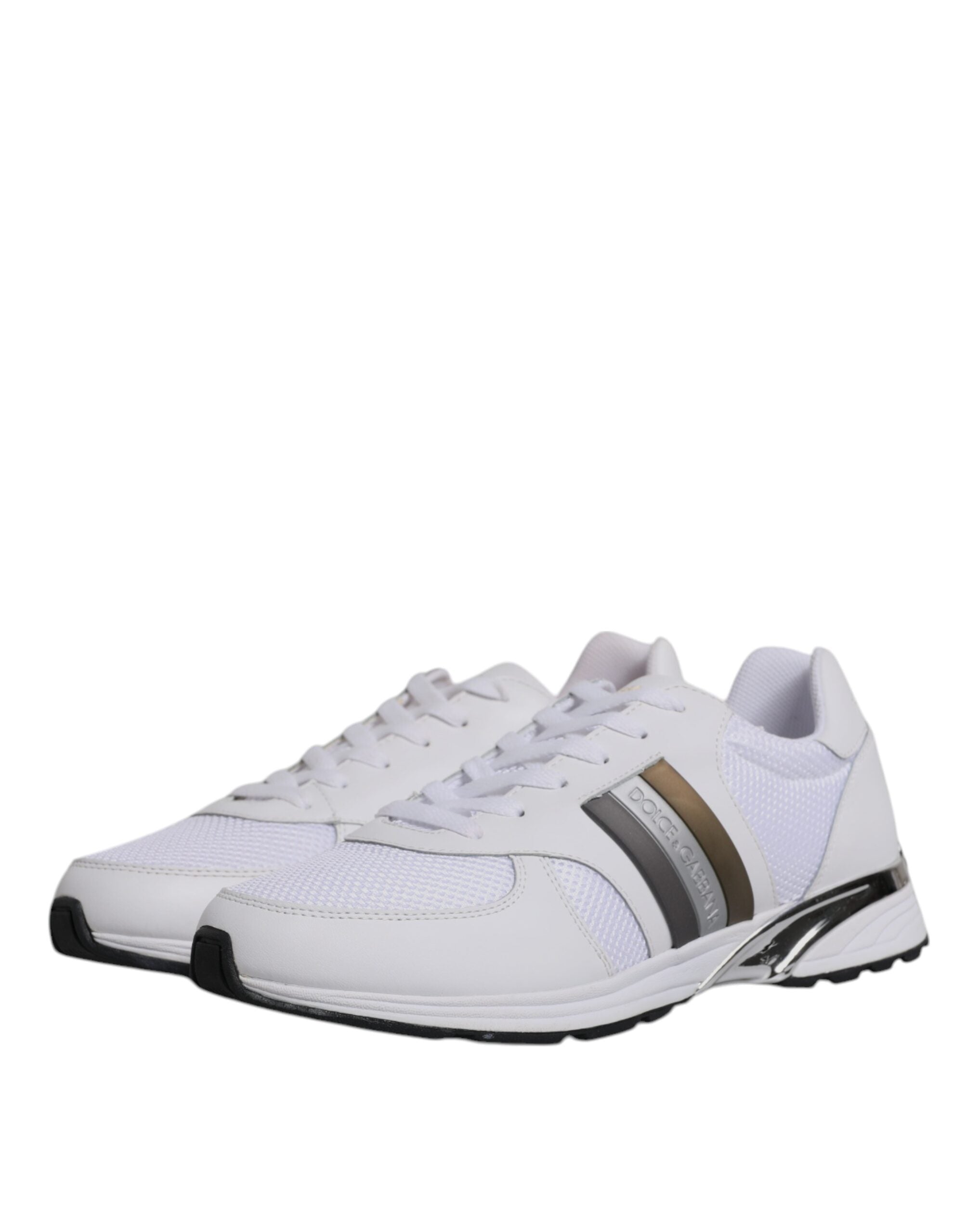 Dolce &amp; Gabbana Weißes Logo Leder Casual Herren Sneakers Schuhe