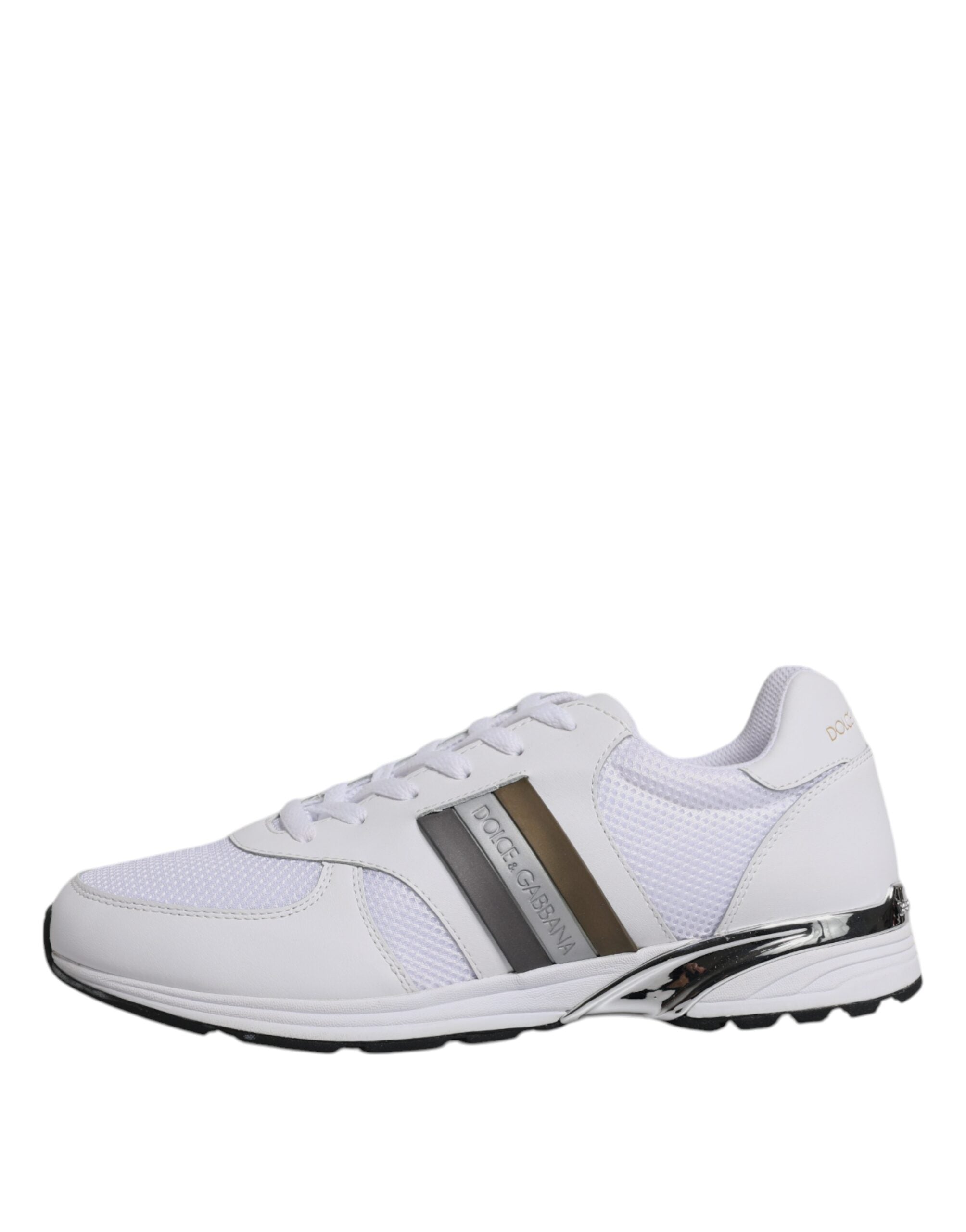 Dolce &amp; Gabbana Weißes Logo Leder Casual Herren Sneakers Schuhe
